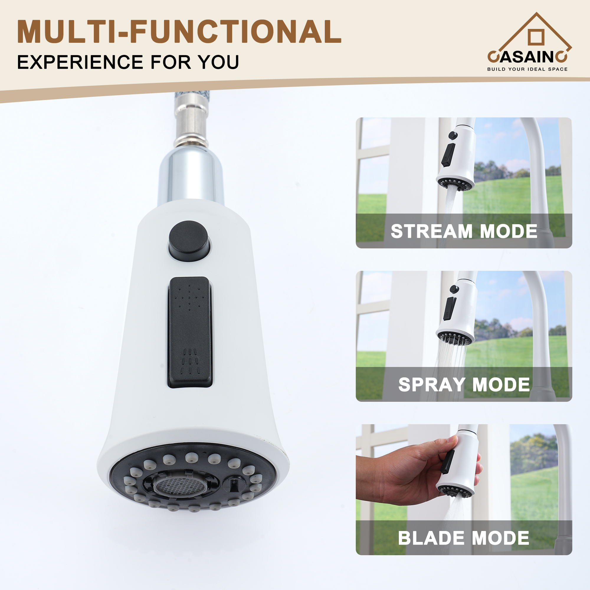 Casainc Single-Handle Kitchen Faucet with  Pull-Out Sprayer