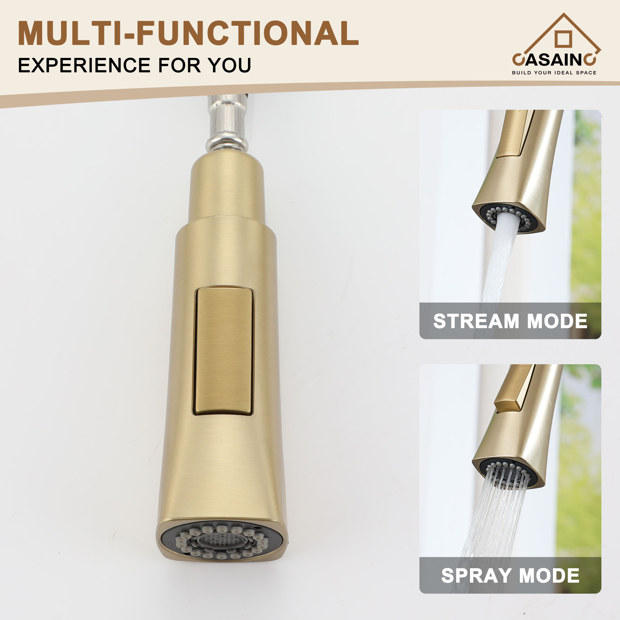 CASAINC Single-Handle Kitchen Faucet with  Pull-Down Sprayer