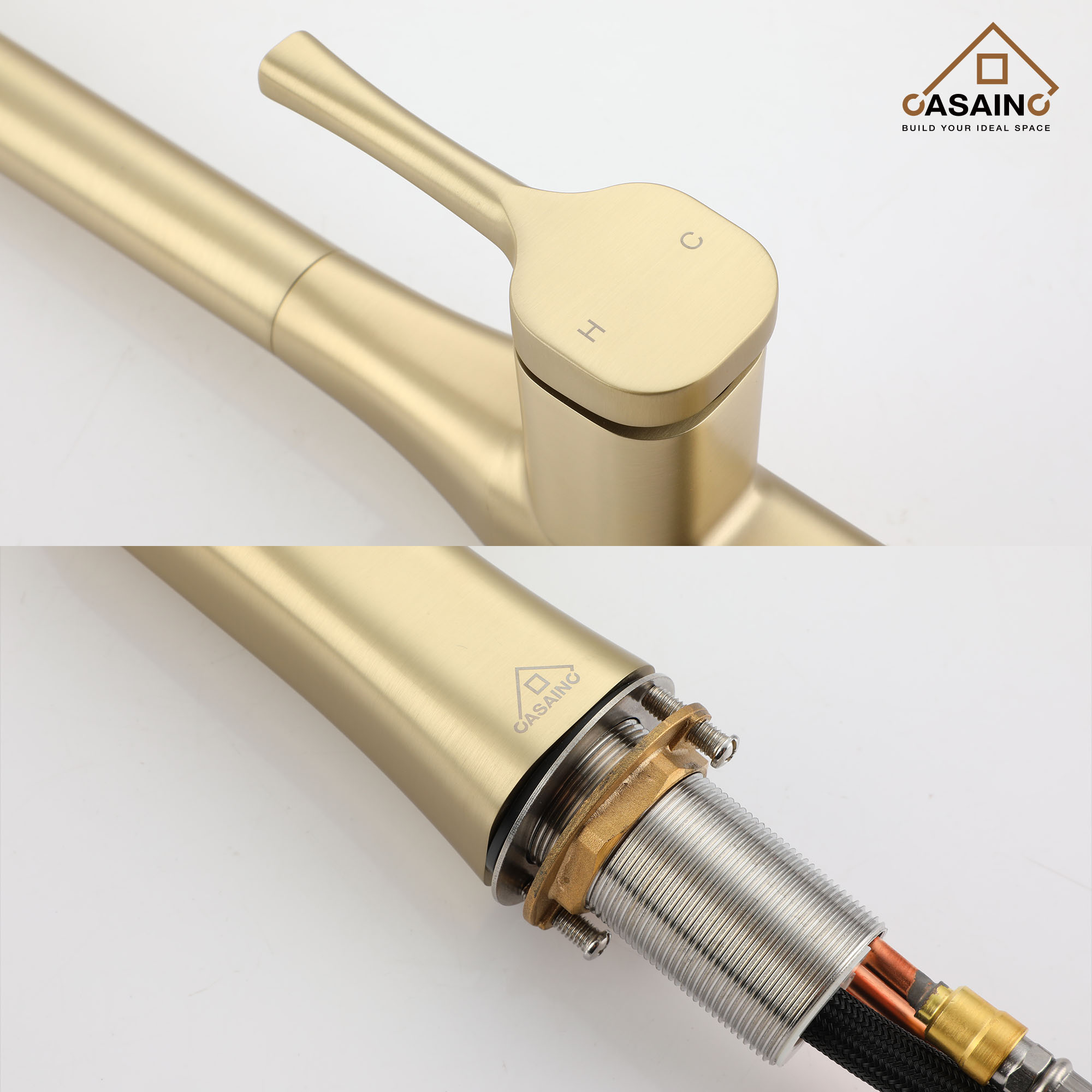 CASAINC Single-Handle Kitchen Faucet with  Pull-Down Sprayer