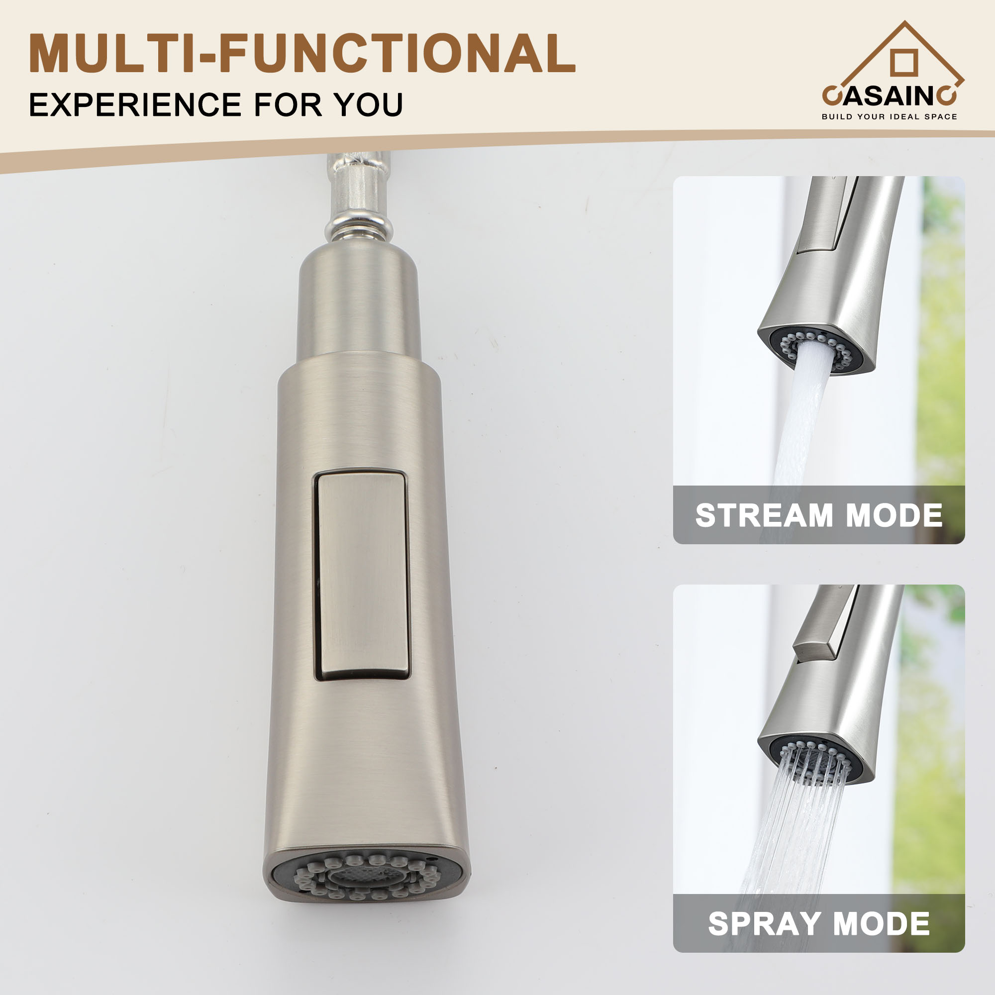 CASAINC Single-Handle Kitchen Faucet with  Pull-Down Sprayer