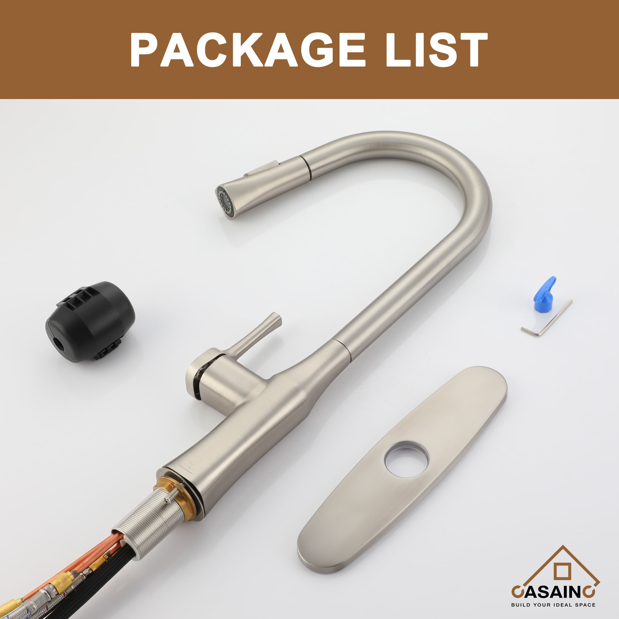 CASAINC Single-Handle Kitchen Faucet with  Pull-Down Sprayer