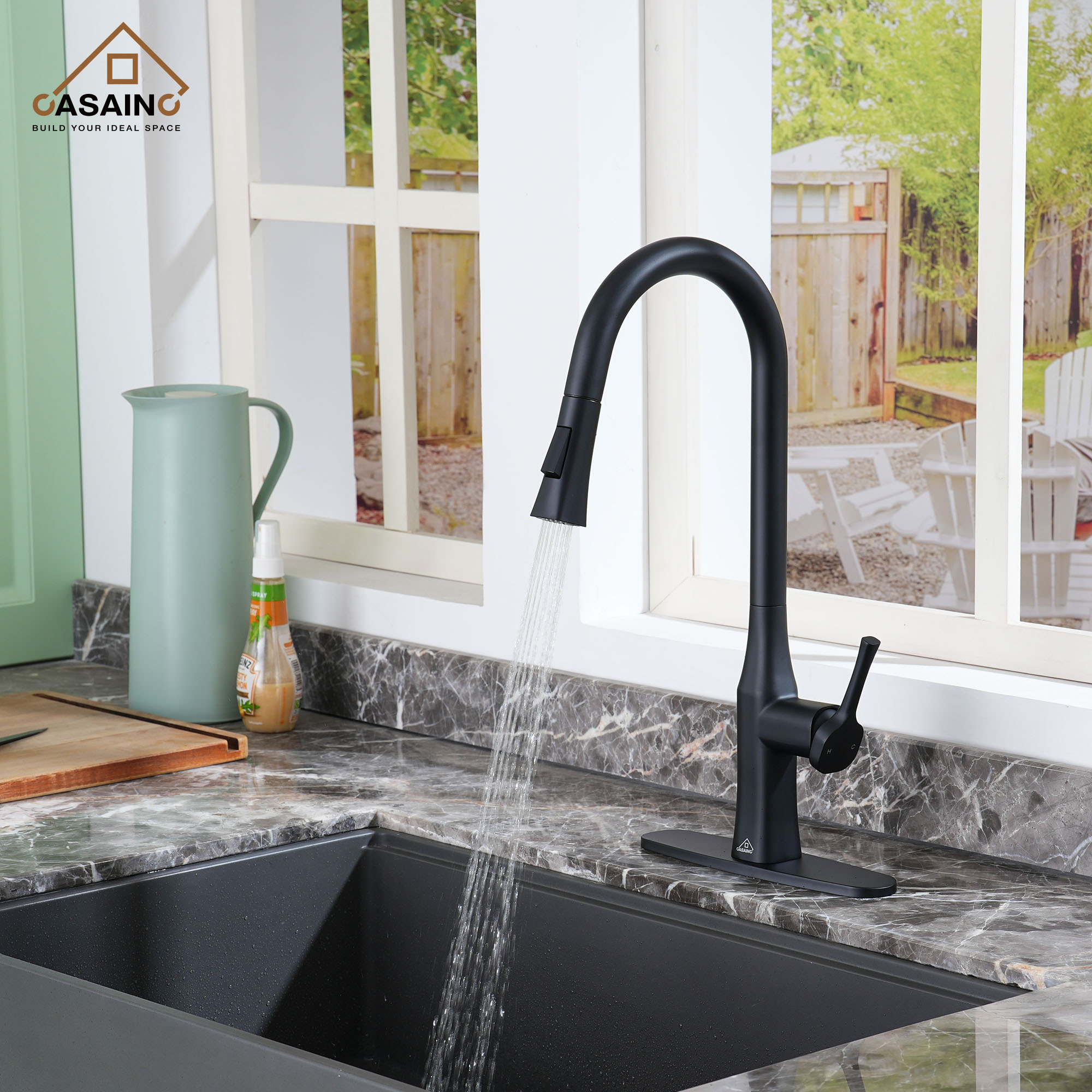 CASAINC Single-Handle Kitchen Faucet with  Pull-Down Sprayer