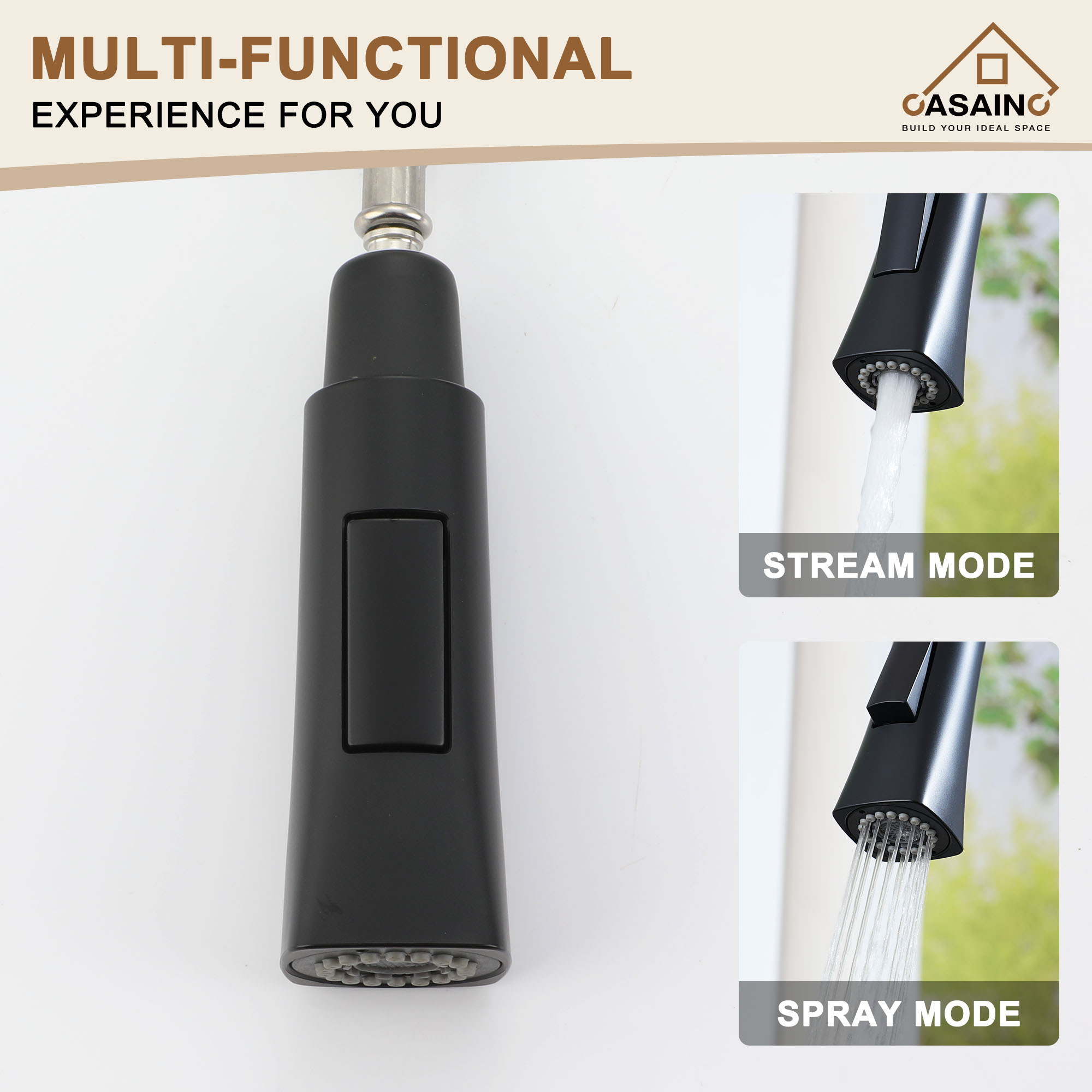 CASAINC Single-Handle Kitchen Faucet with  Pull-Down Sprayer