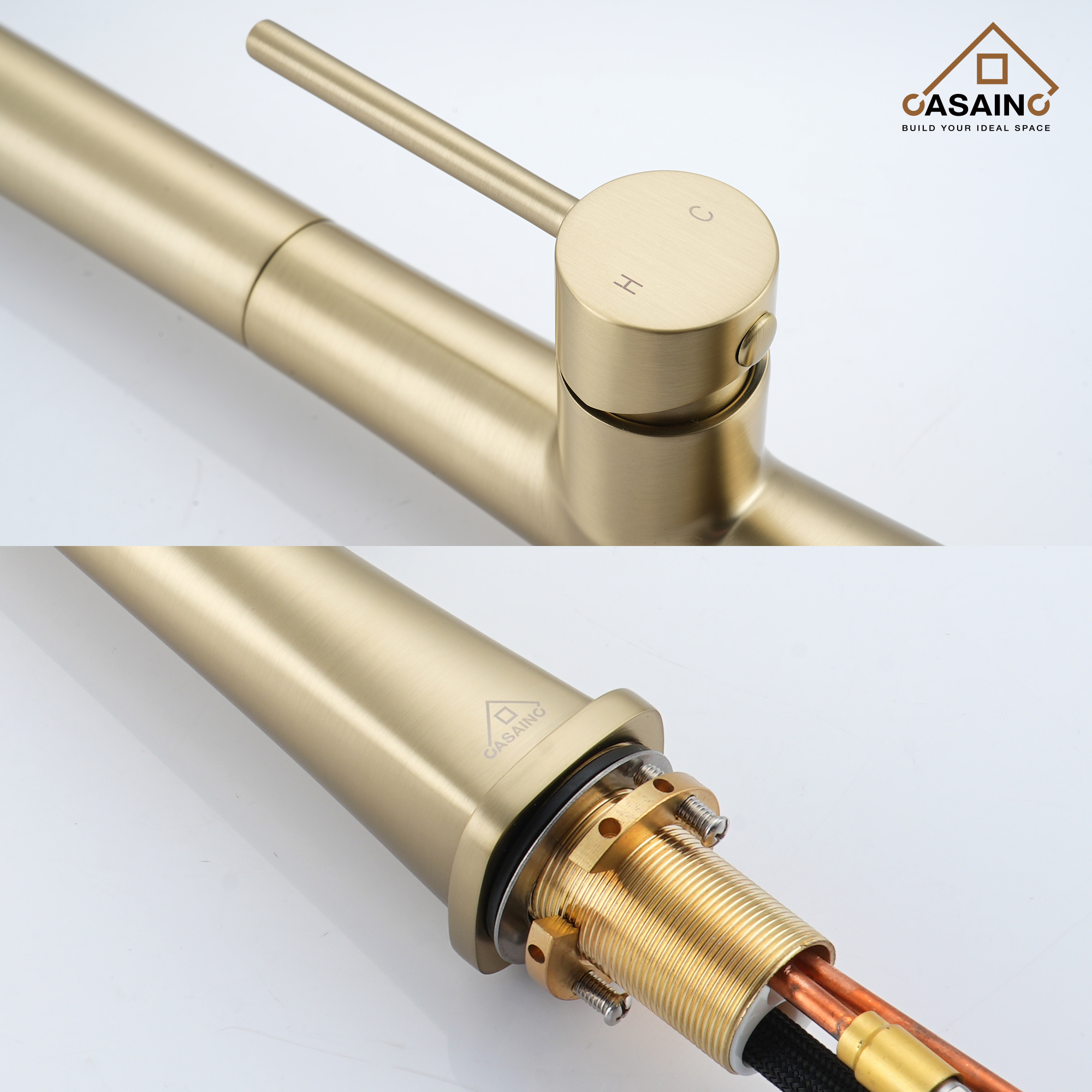 CASAINC Single-Handle Pull-Out Kitchen Faucet in Brushed Nickel