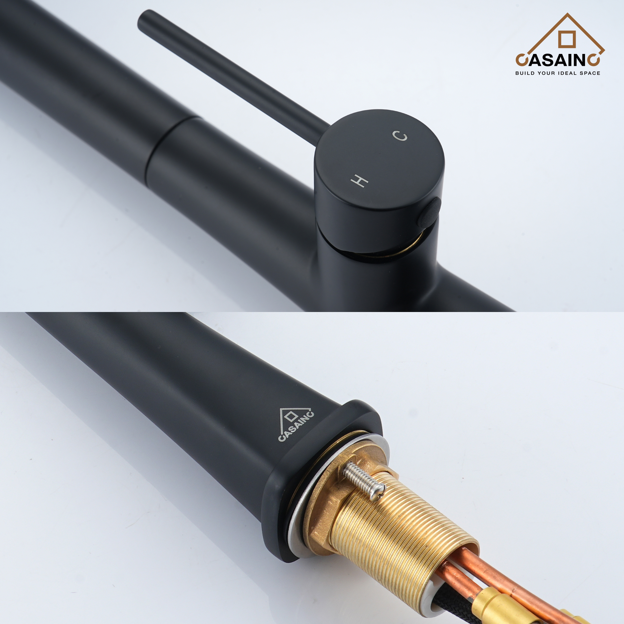 CASAINC Single-Handle Pull-Out Kitchen Faucet in Brushed Nickel