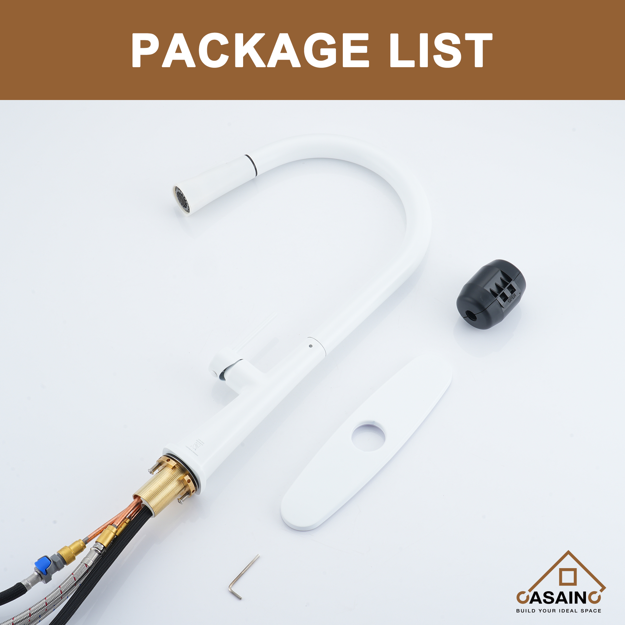 CASAINC Single-Handle Pull-Out Kitchen Faucet in Brushed Nickel