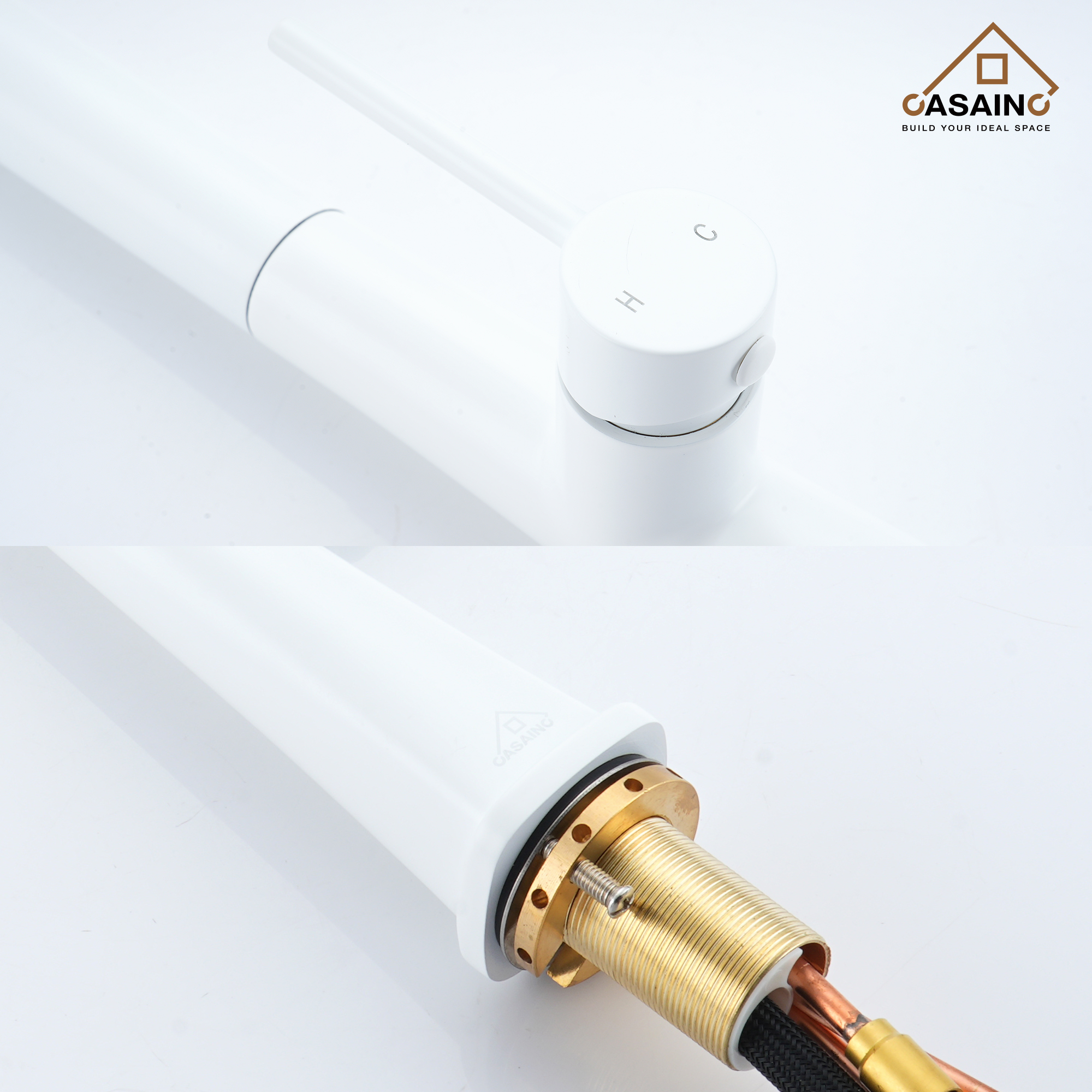 CASAINC Single-Handle Pull-Out Kitchen Faucet in Brushed Nickel