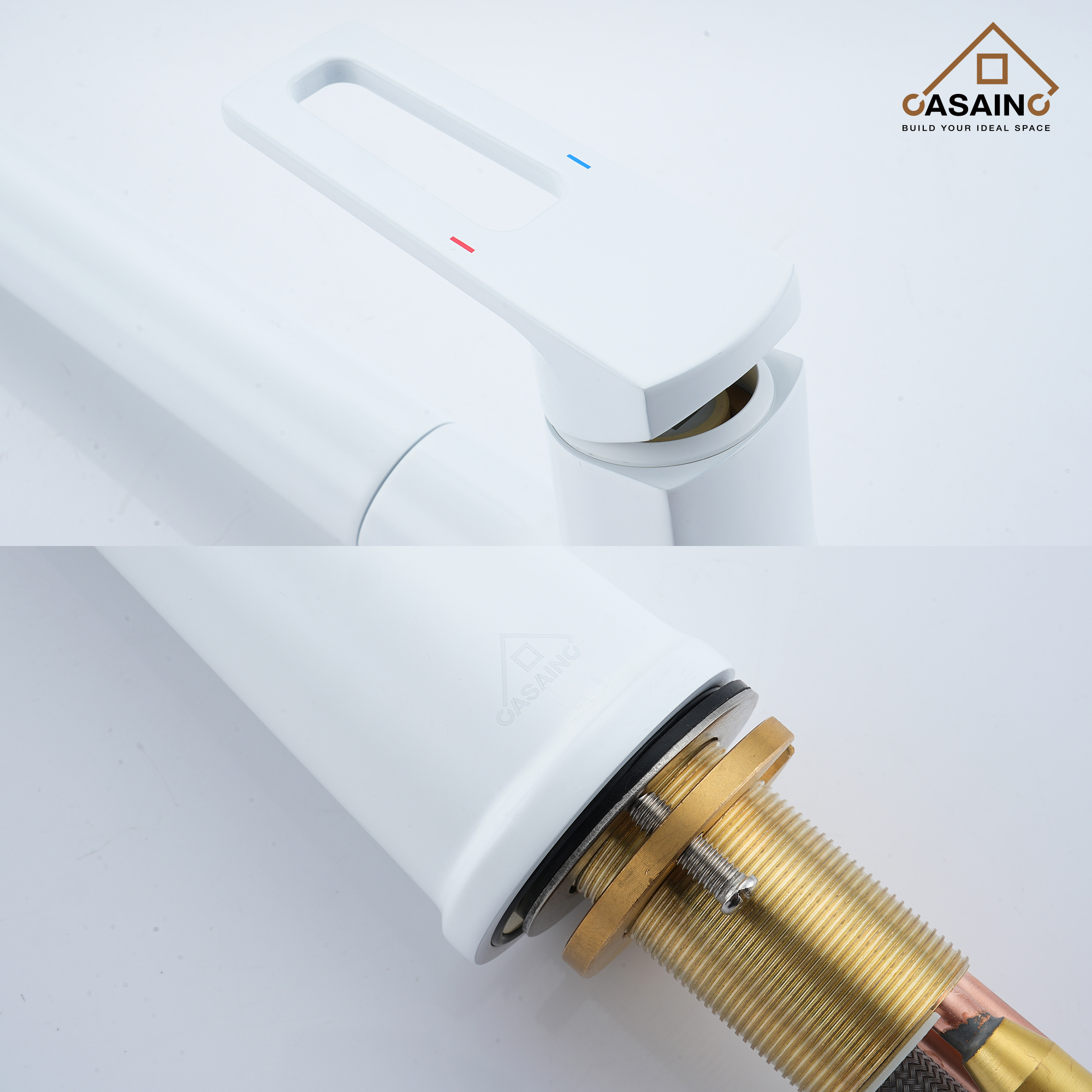 CASAINC Single-Handle Pull-Out Kitchen Faucet in Brushed Nickel/Matte Black/Matte White/Brushed Gold