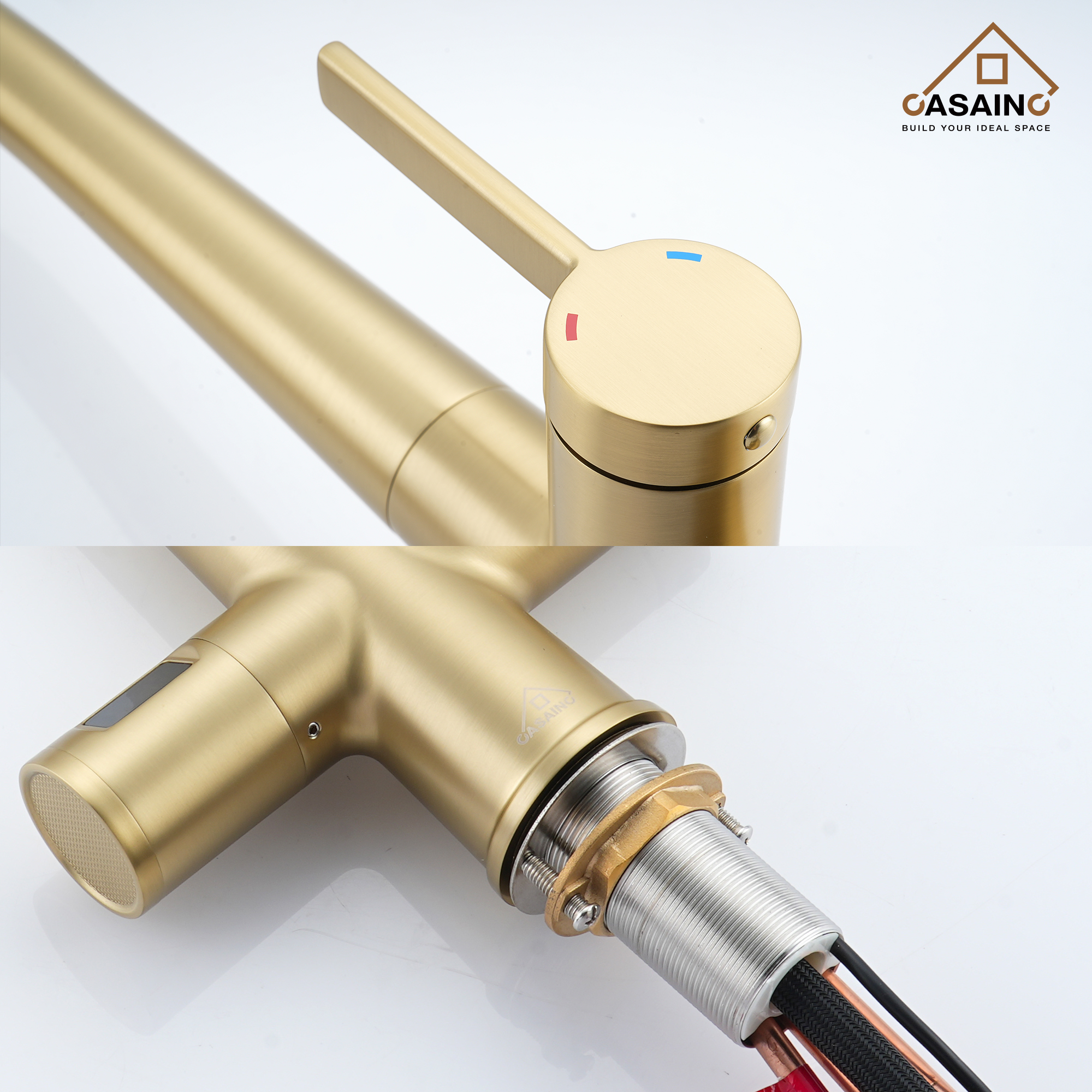 CASAINC Single-Handle Pull-Out Sprayer Kitchen Faucet with Digital Display