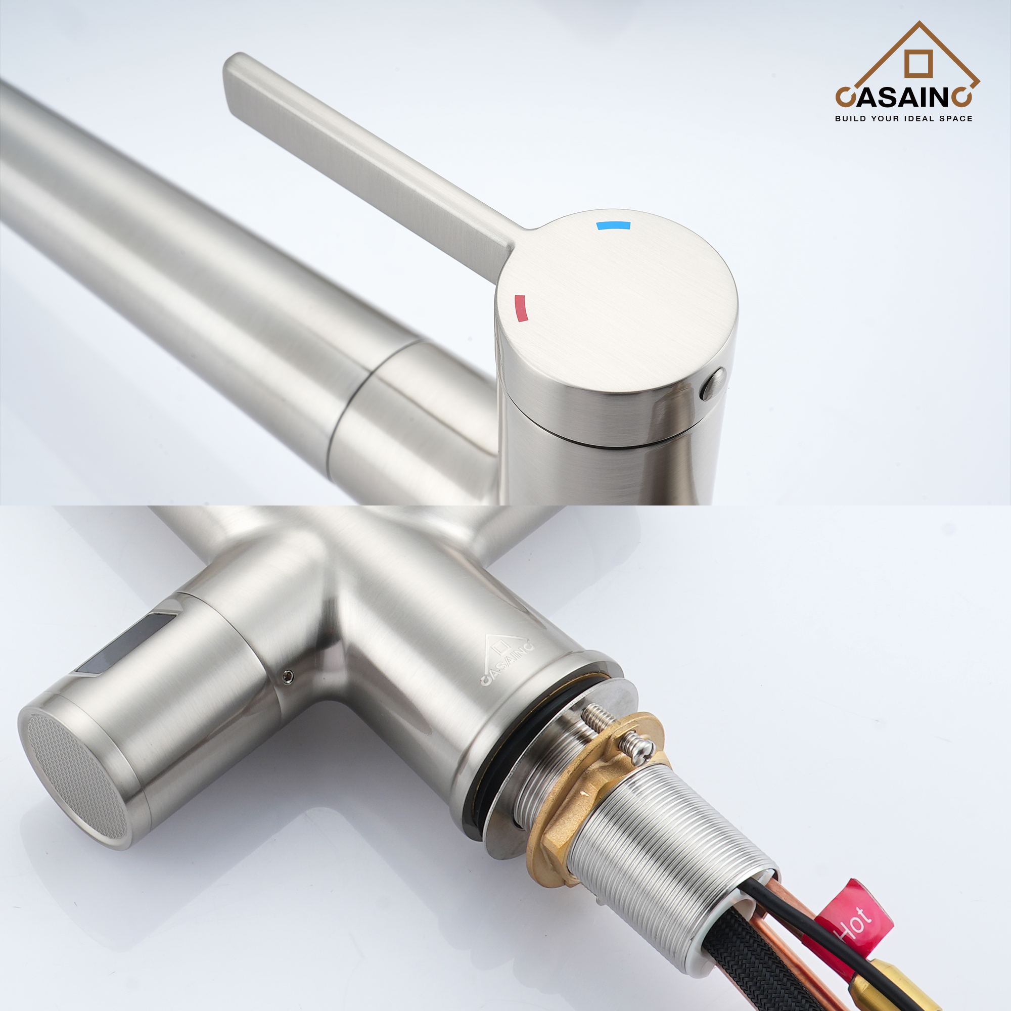 CASAINC Single-Handle Pull-Out Sprayer Kitchen Faucet with Digital Display