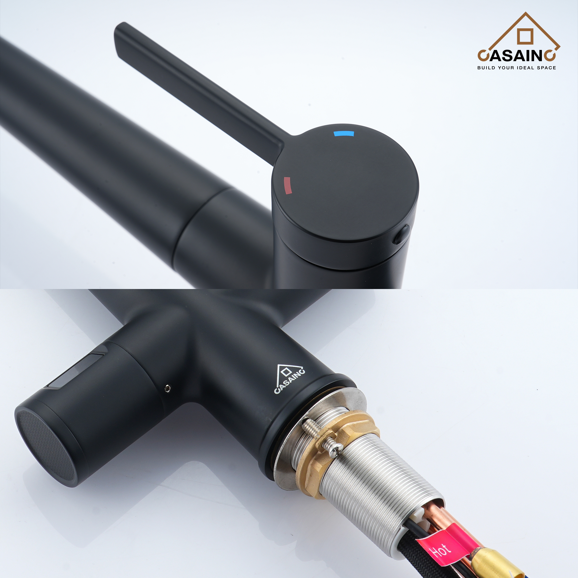 CASAINC Single-Handle Pull-Out Sprayer Kitchen Faucet with Digital Display