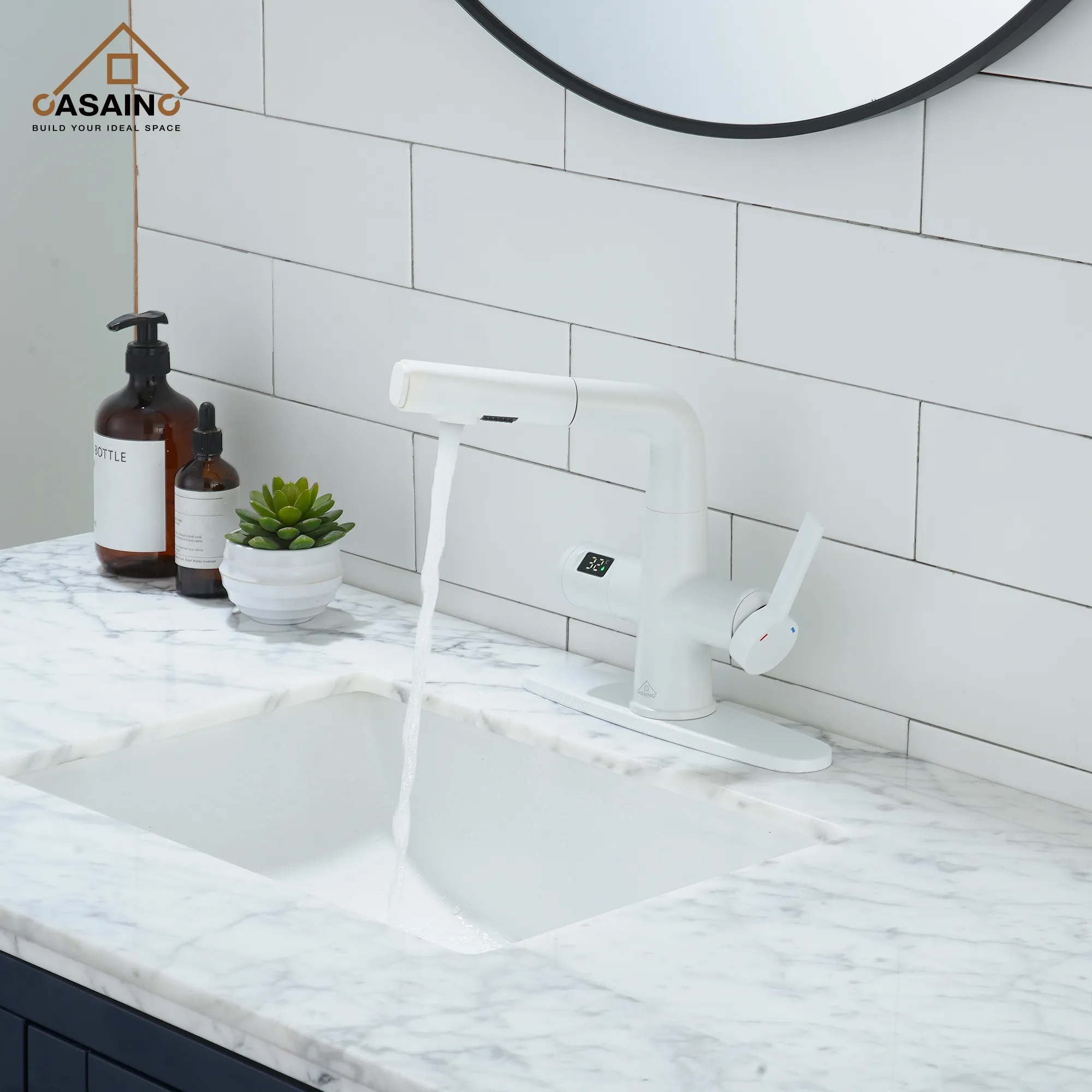 Luxurious Bathroom Feel With Matte White Faucet