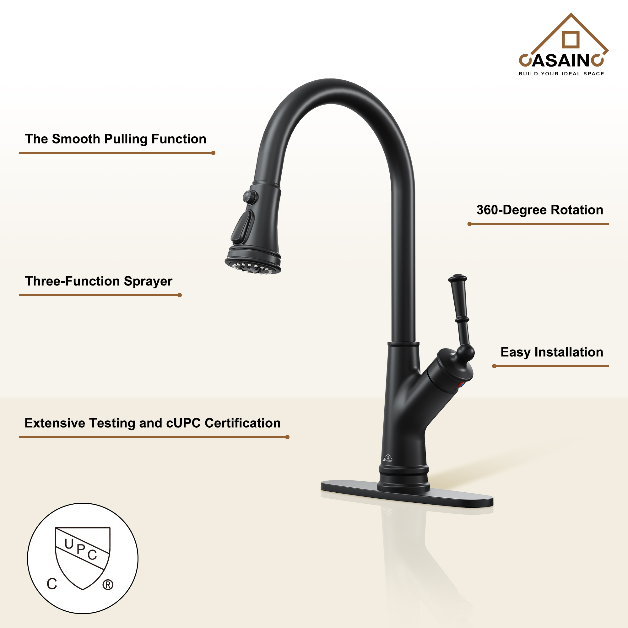 Single-Handle Kitchen Faucet with Pull-Out Sprayer in