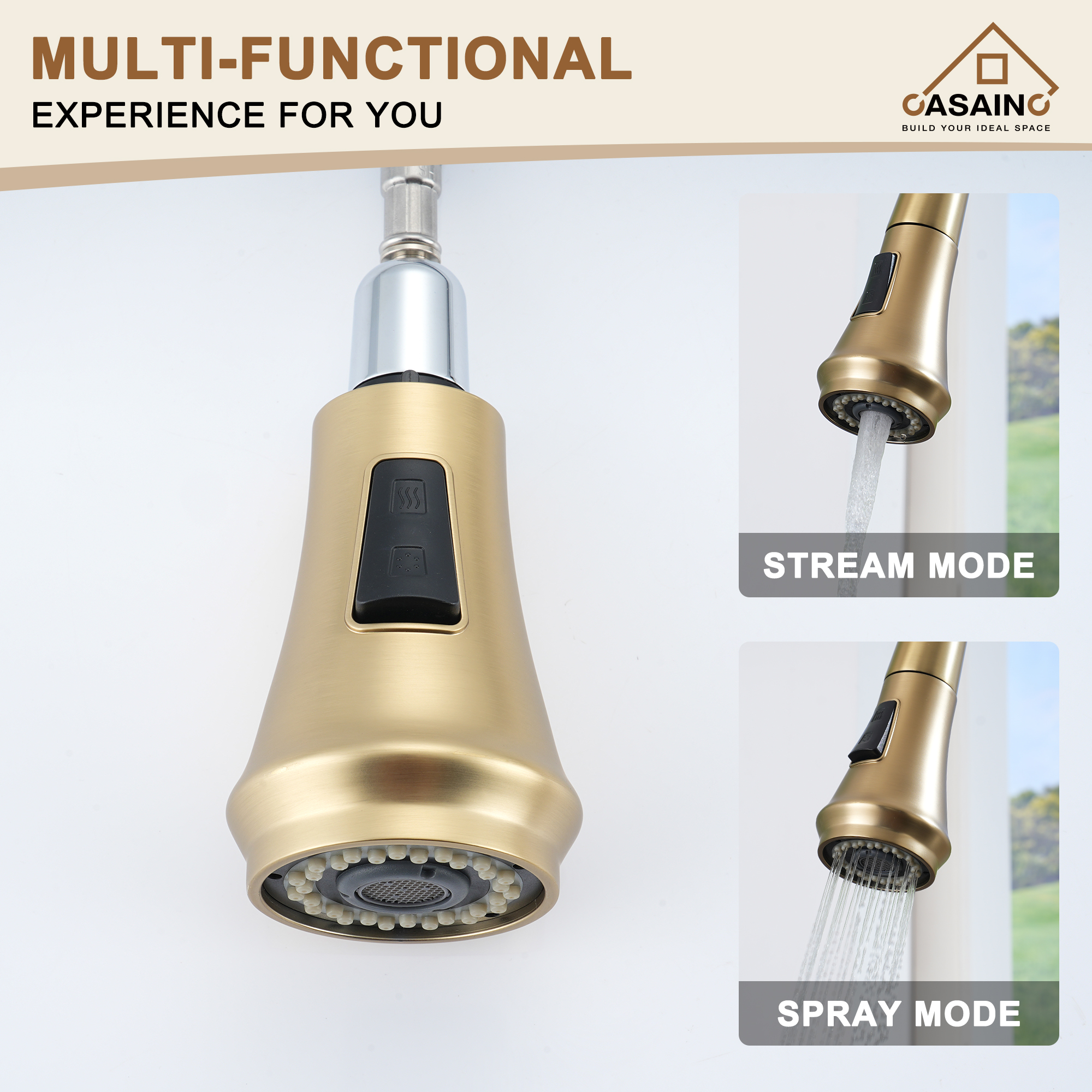 CASAINC Single-Handle Kitchen Faucet with  Pull-Out Sprayer