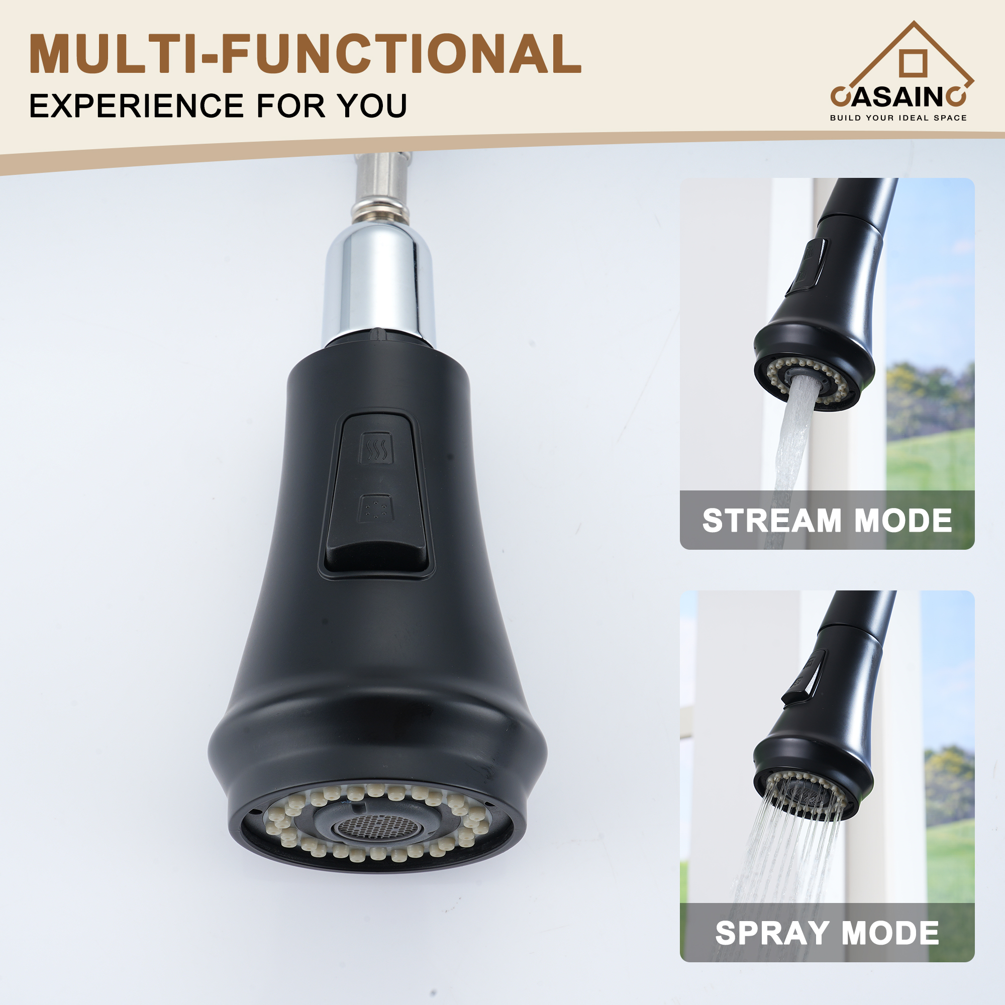 CASAINC Single-Handle Kitchen Faucet with  Pull-Out Sprayer