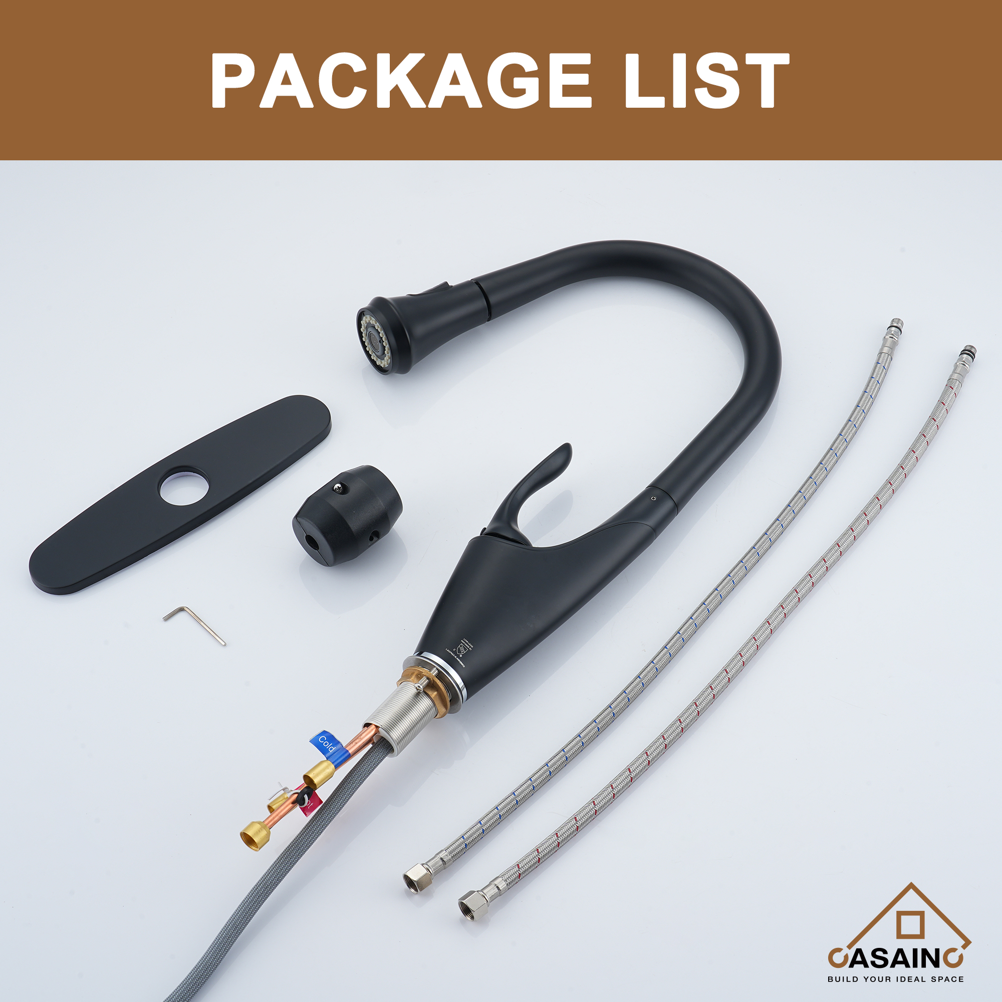 CASAINC Single-Handle Kitchen Faucet with  Pull-Out Sprayer