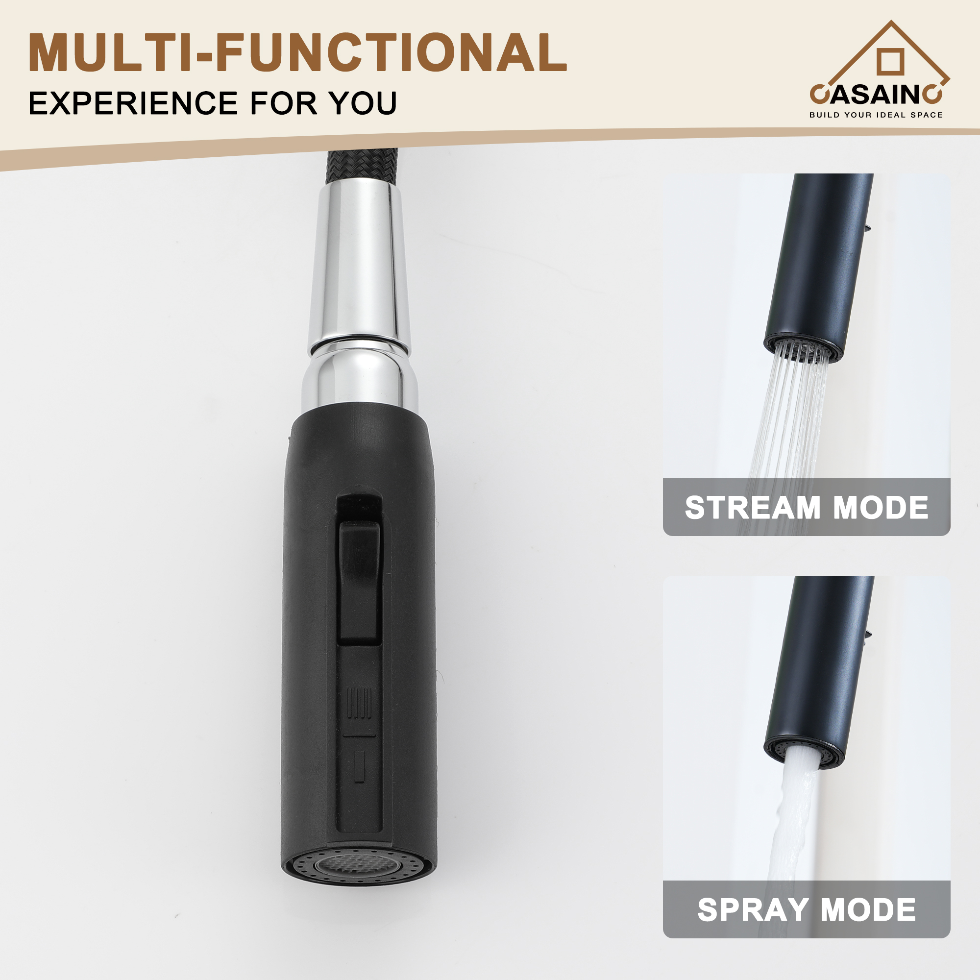 CASAINC Single-Handle Kitchen Faucet with  Pull-Out Sprayer