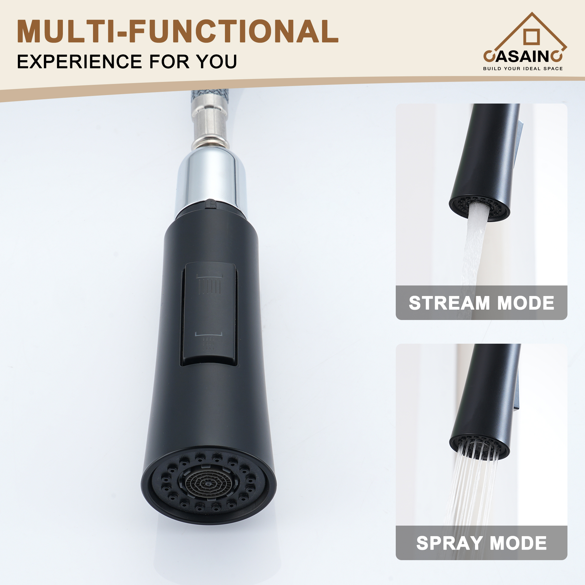 CASAINC Single-Handle Kitchen Faucet with  Pull-Out Sprayer