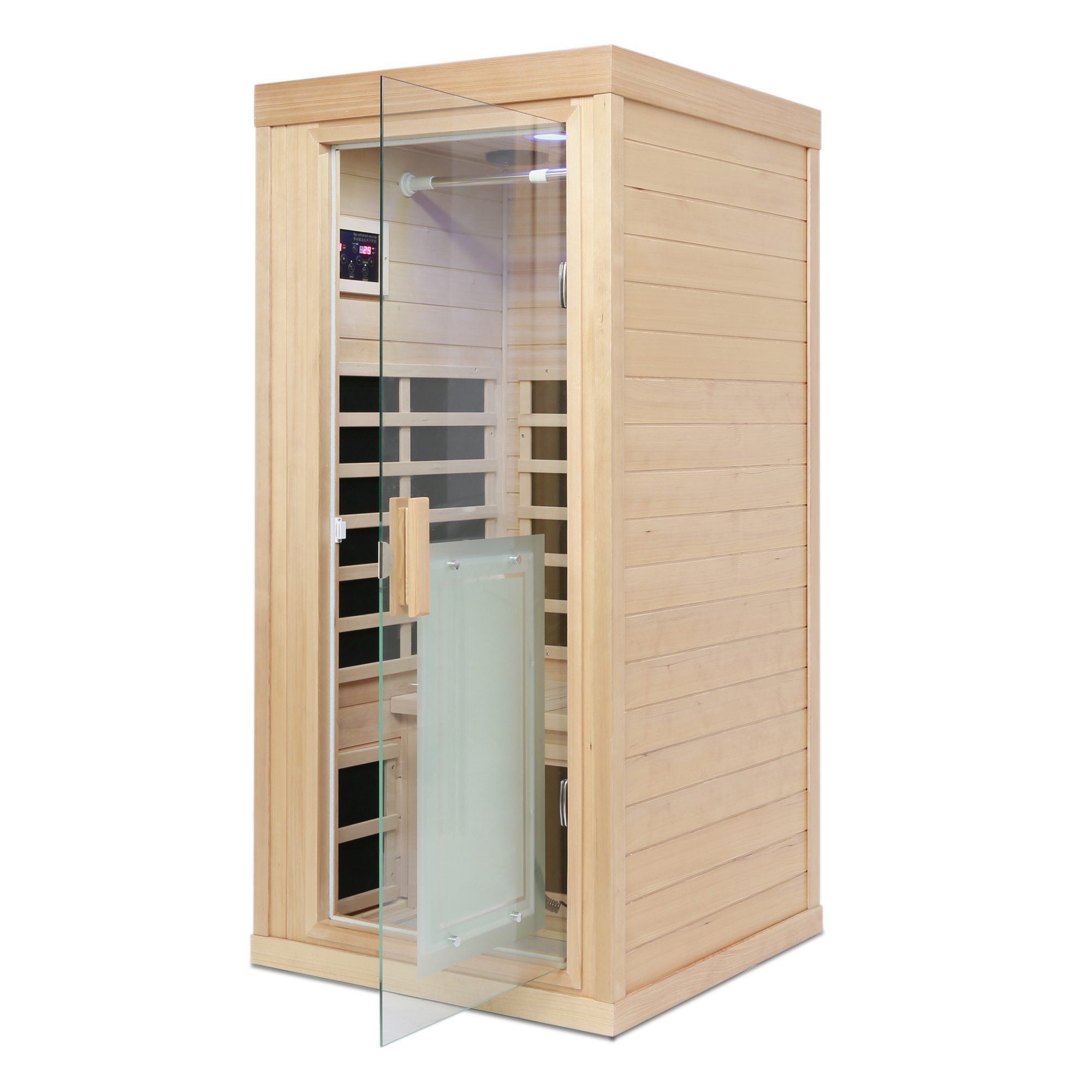 One Person Far Infrared Sauna Hemlock Indoor Sauna Room with Bluetooth & LED Lighting