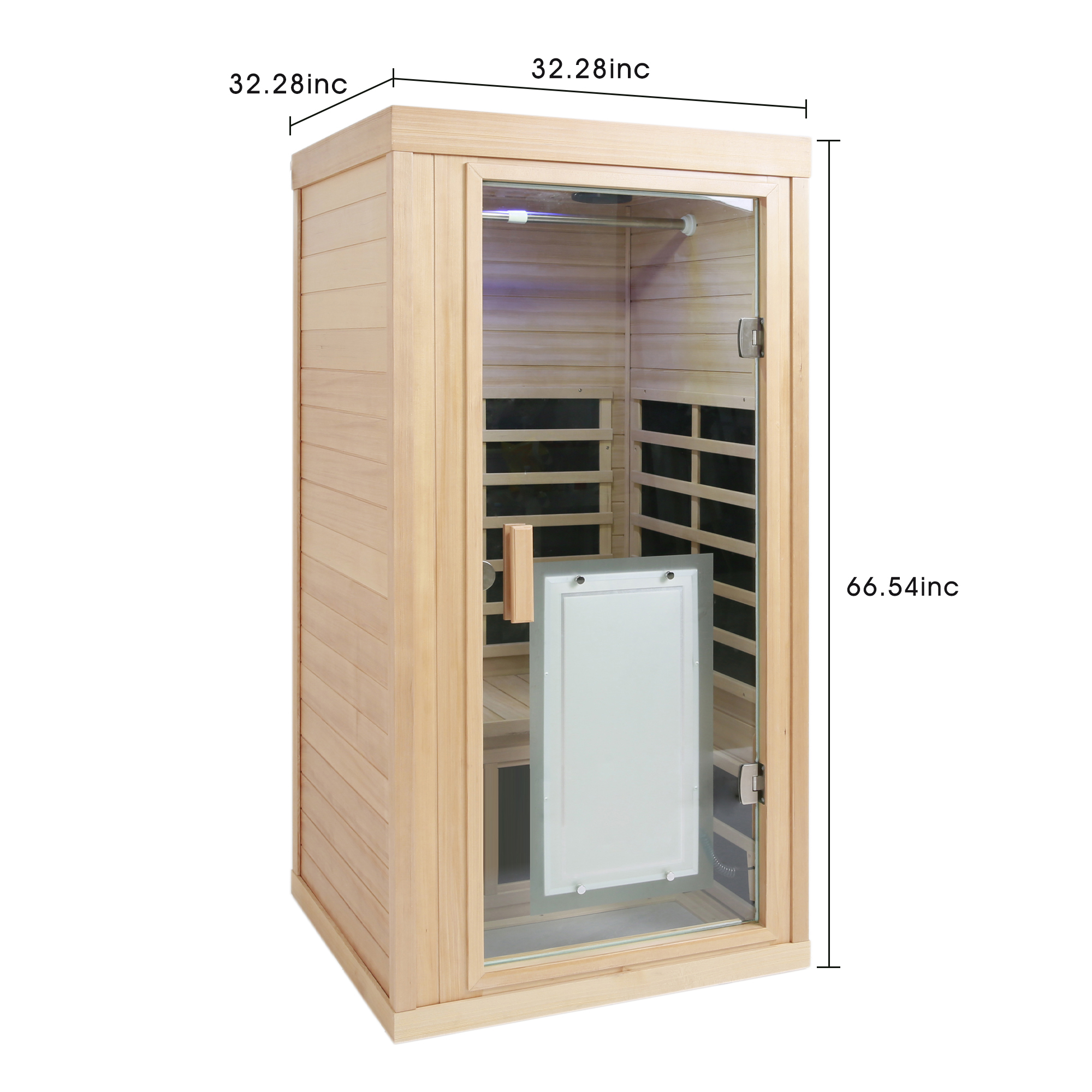 One Person Far Infrared Sauna Hemlock Indoor Sauna Room with Bluetooth & LED Lighting