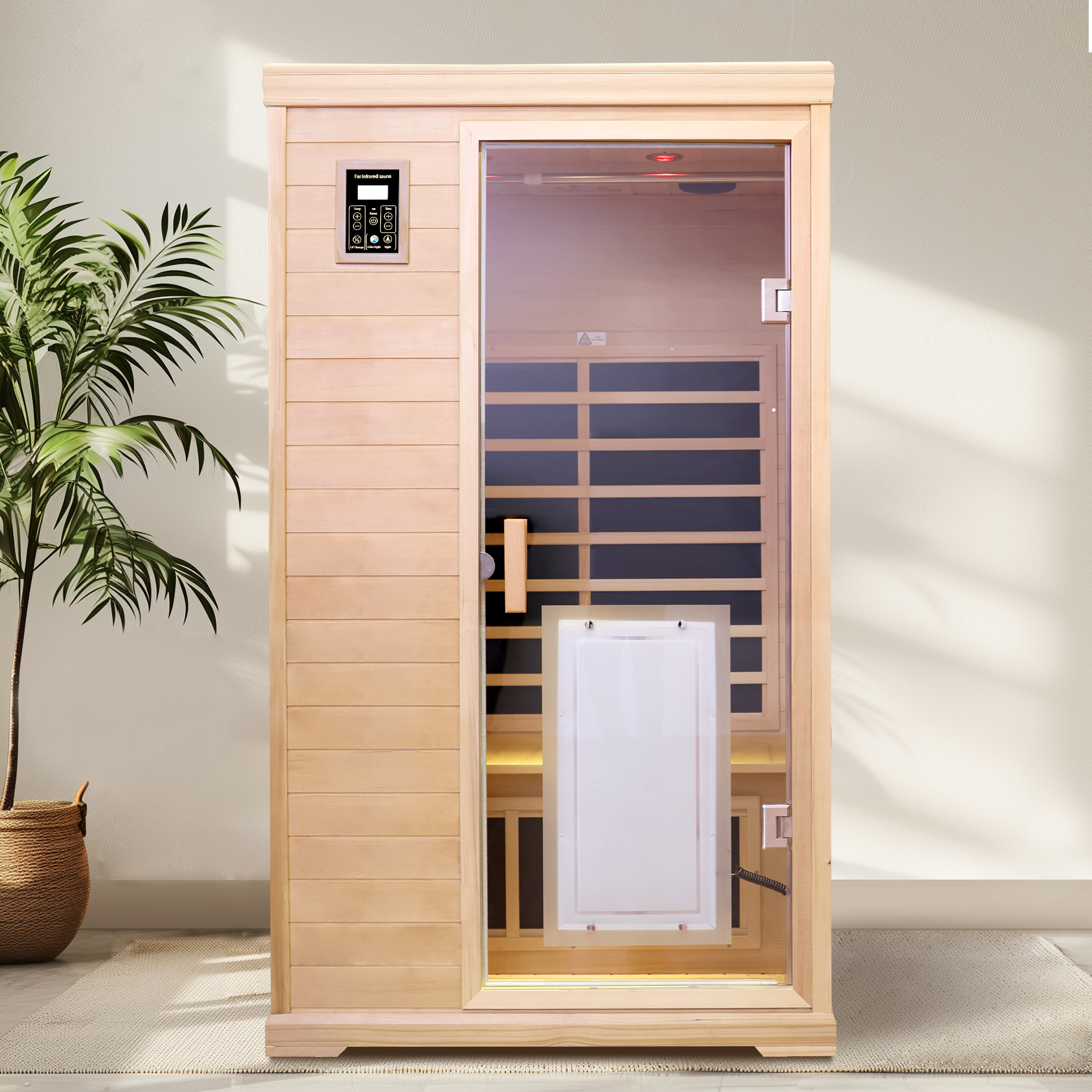 Two Person Far Infrared Hemlock Indoor Sauna Room with Bluetooth & LED Lighting