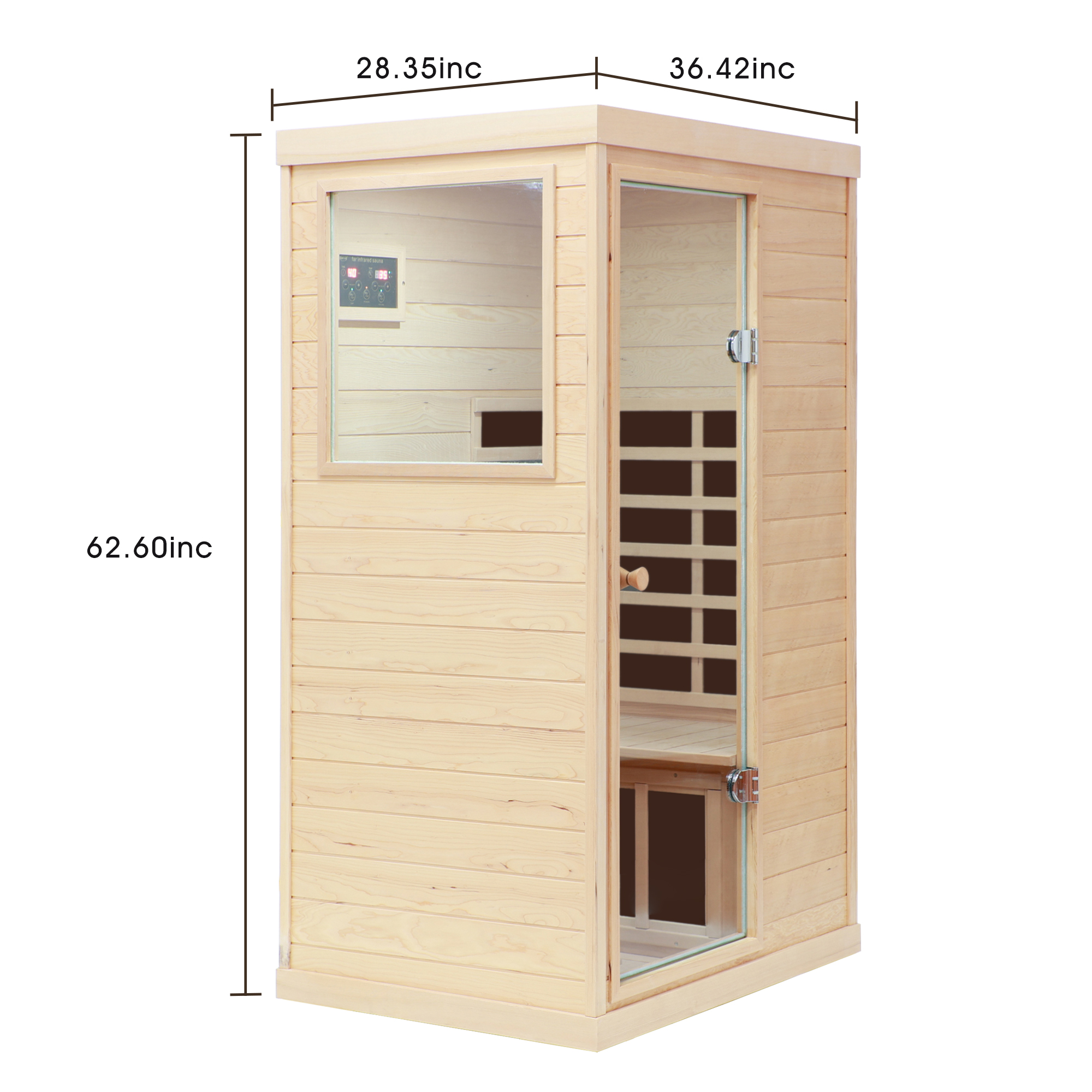 Mini 1-Person Far Infrared Indoor Sauna with Bluetooth Audio & Touch Control