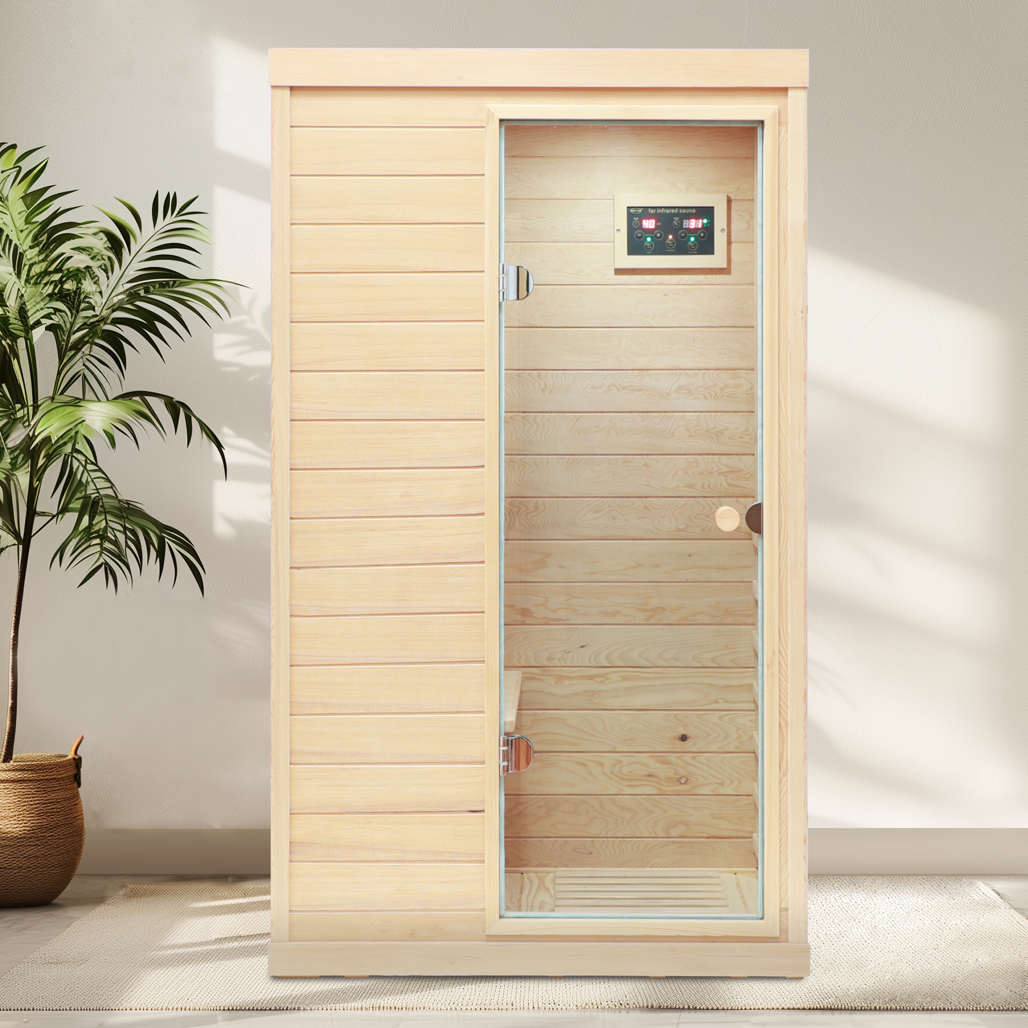 Mini 1-Person Far Infrared Indoor Sauna with Bluetooth Audio & Touch Control