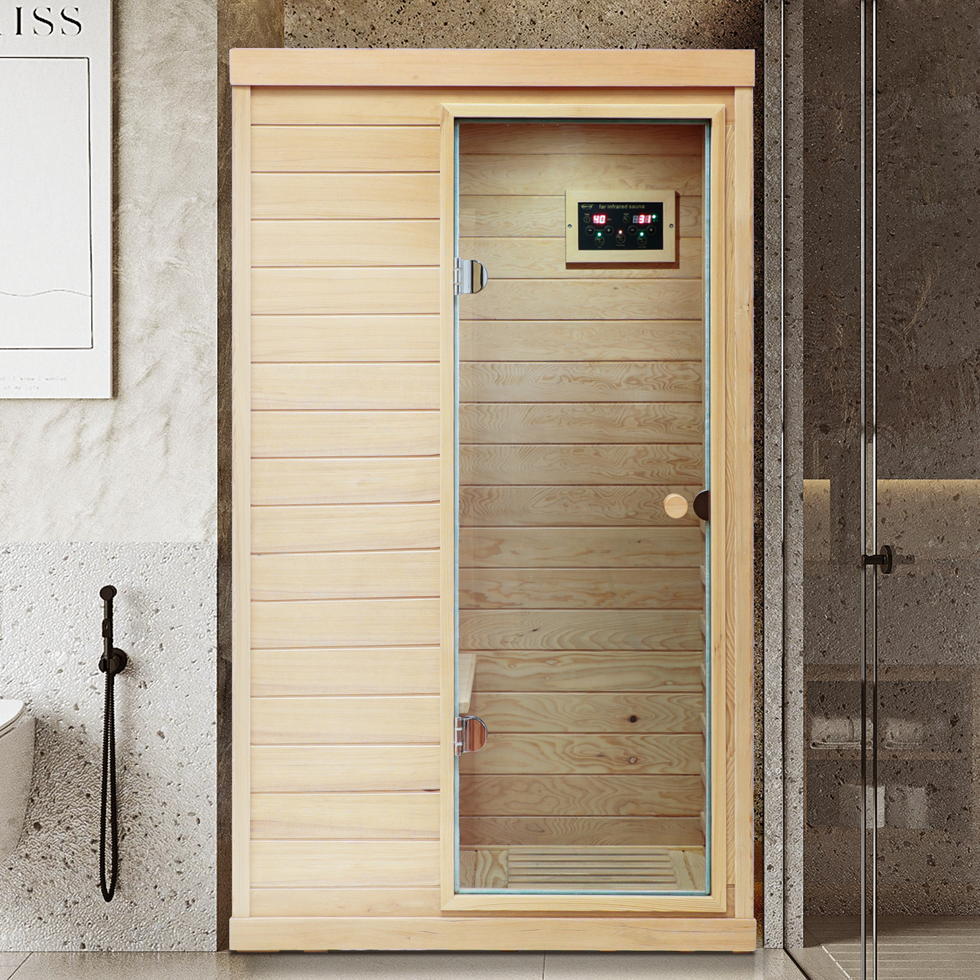 Mini 1-Person Far Infrared Indoor Sauna with Bluetooth Audio & Touch Control