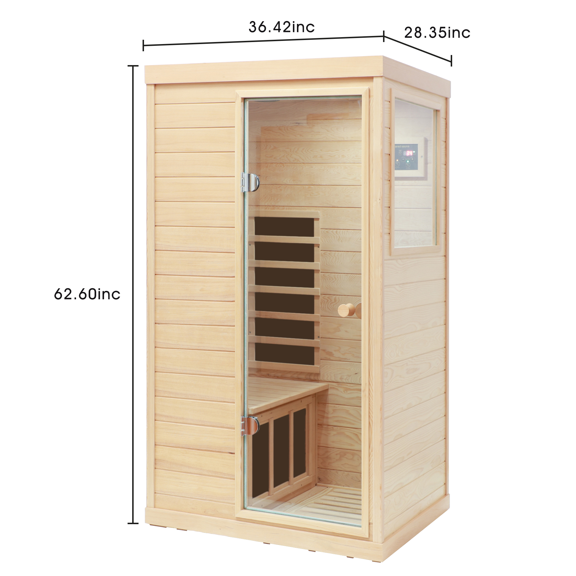 Mini 1-Person Far Infrared Indoor Sauna with Bluetooth Audio & Touch Control