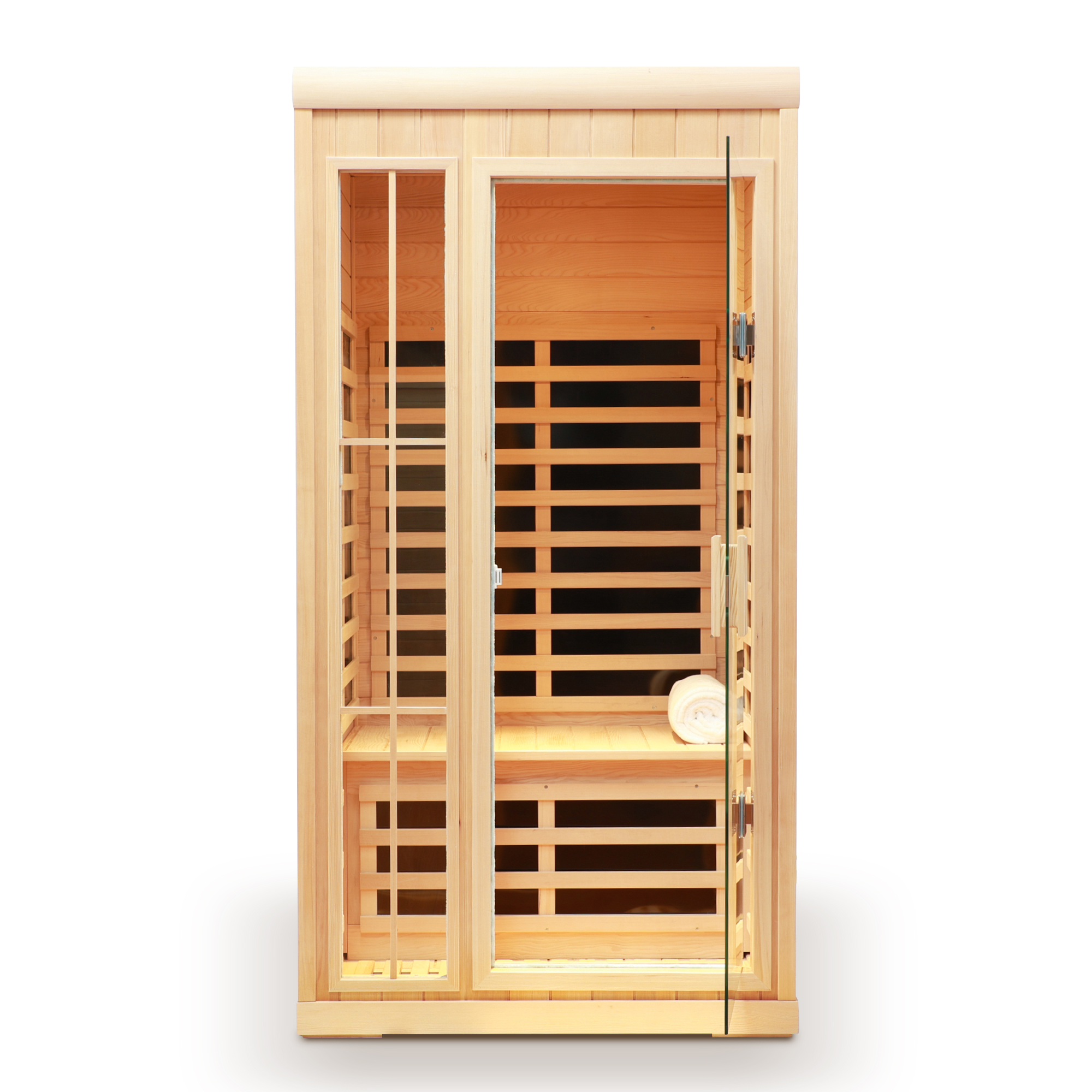 1-Person Hemlock Far Infrared Sauna with LED Lights, Bluetooth, and APP Control