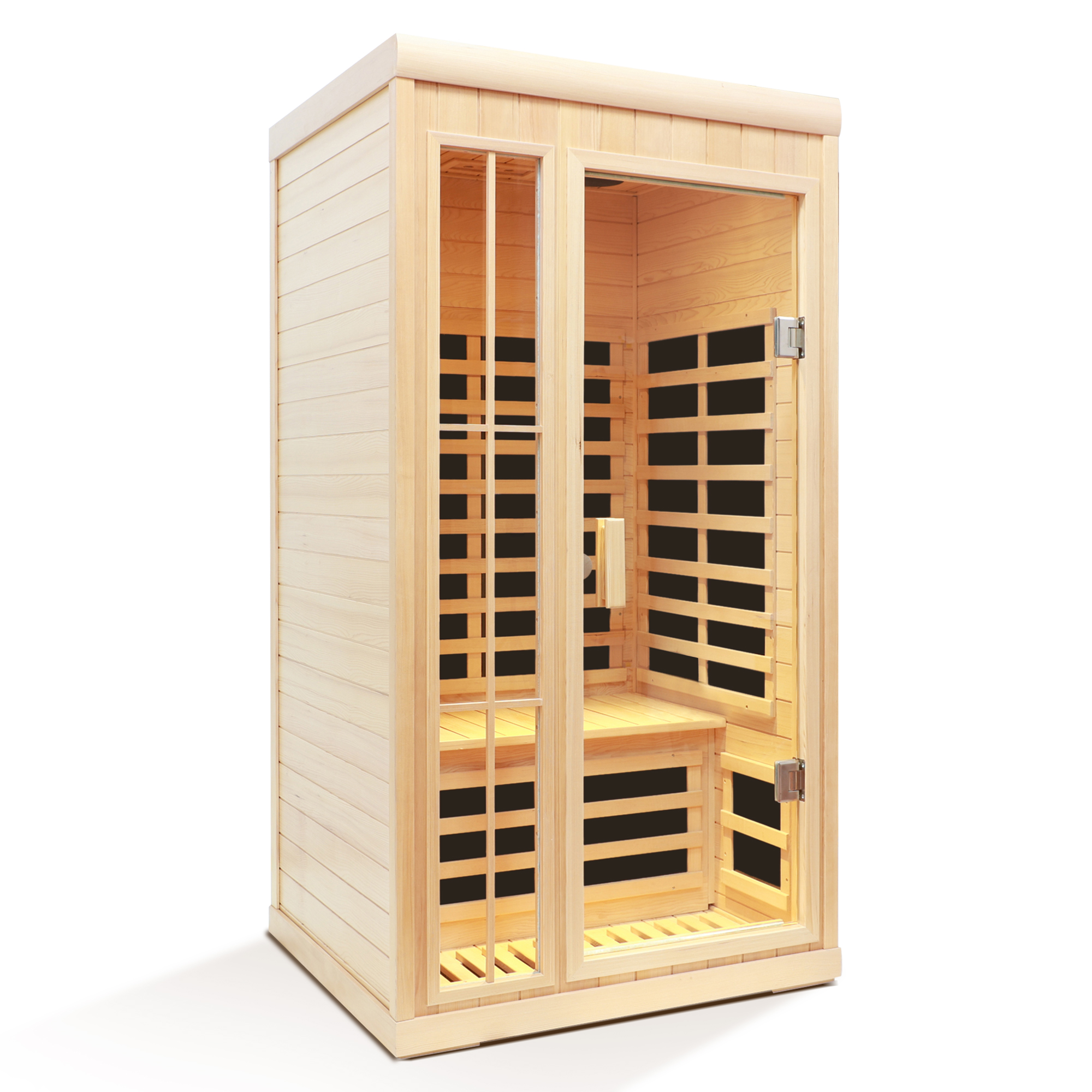 1-Person Hemlock Far Infrared Sauna with LED Lights, Bluetooth, and APP Control