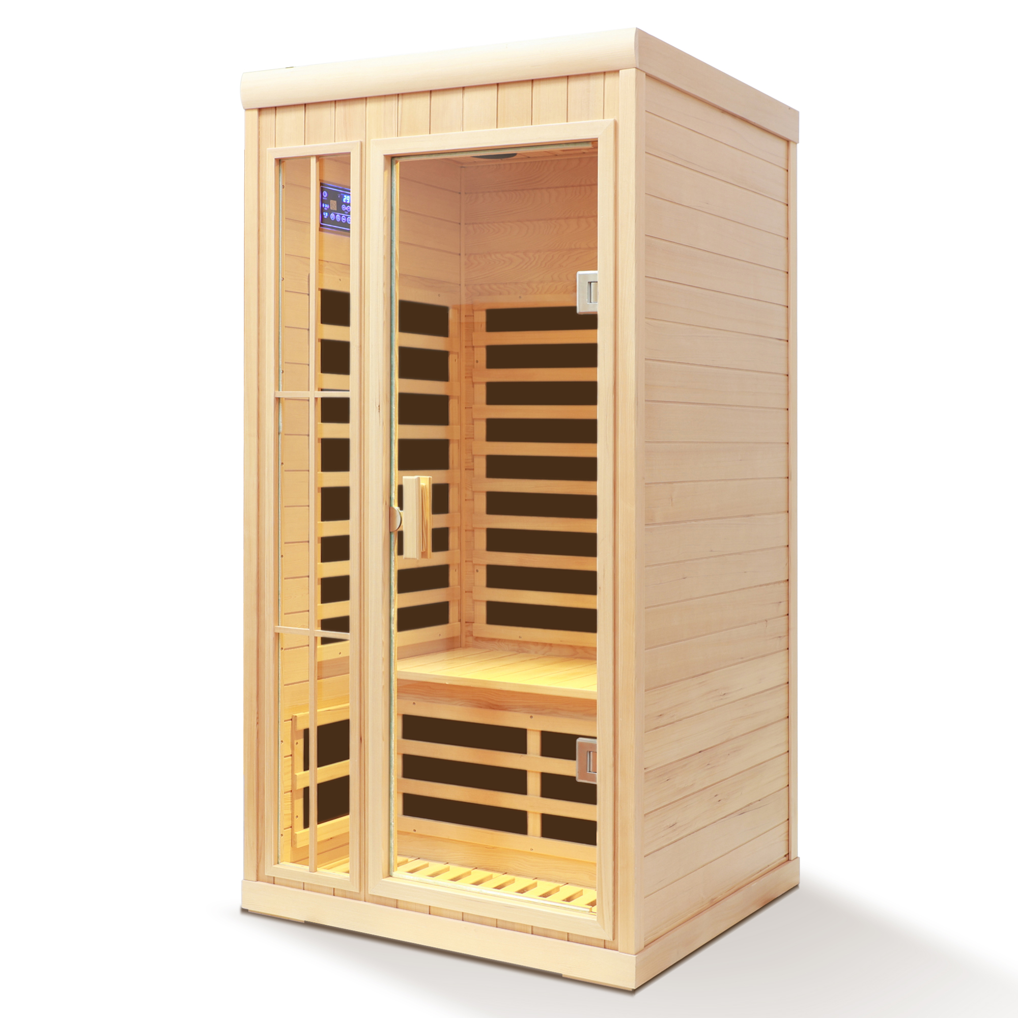 1-Person Hemlock Far Infrared Sauna with LED Lights, Bluetooth, and APP Control