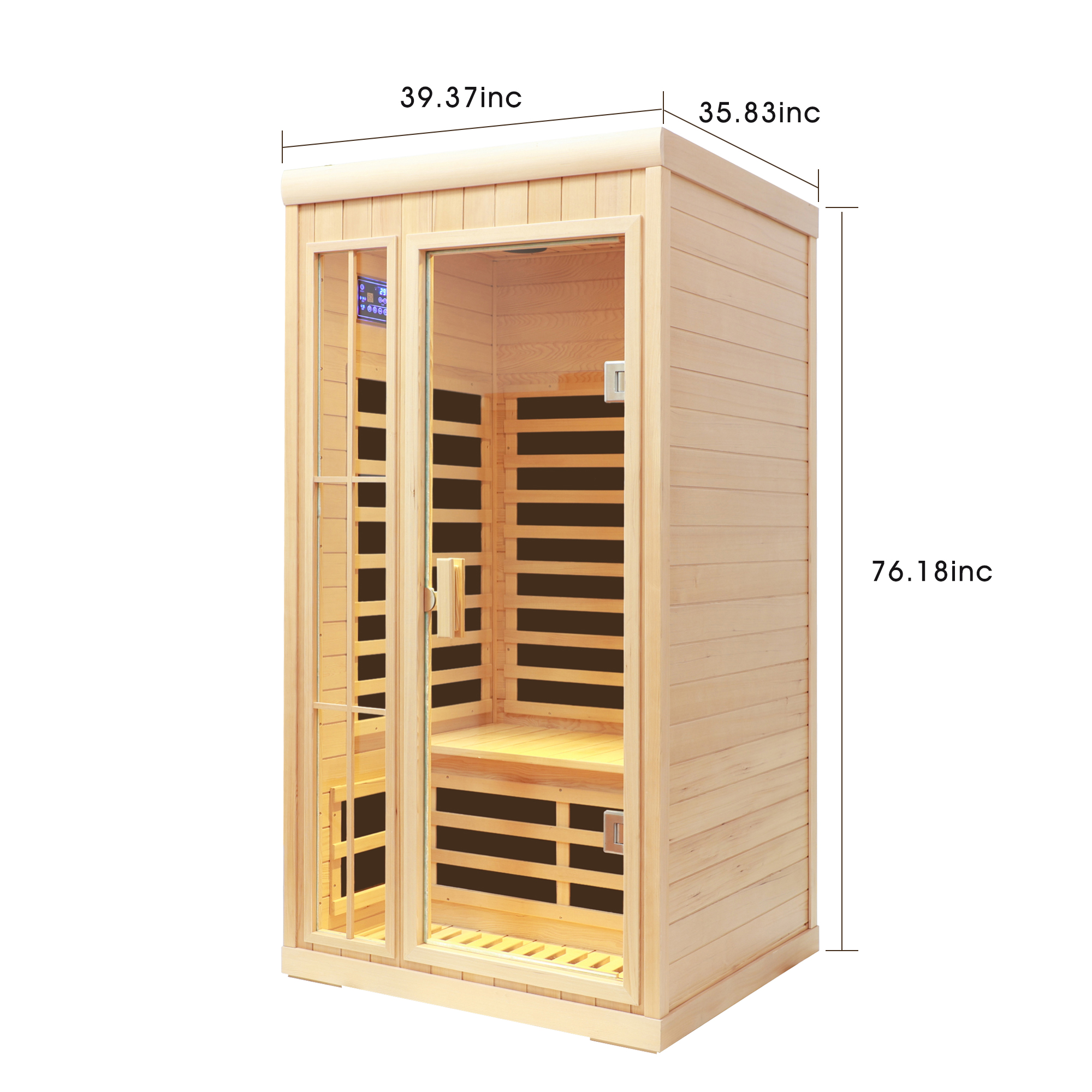 1-Person Hemlock Far Infrared Sauna with LED Lights, Bluetooth, and APP Control