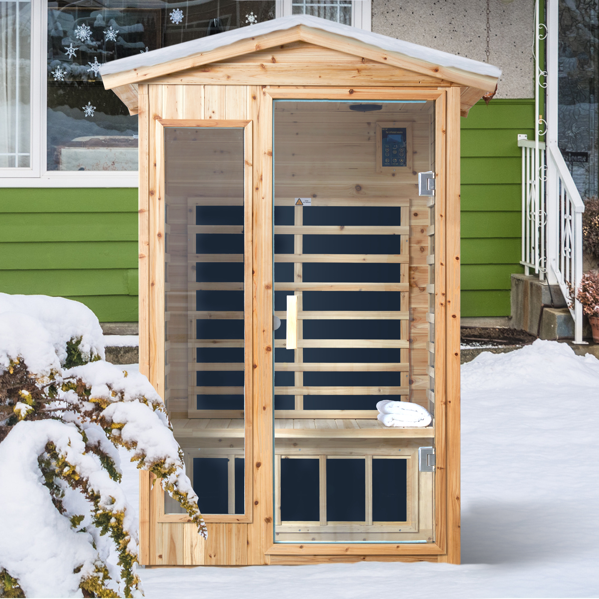 2-Person Outdoor Far Infrared Sauna with Bluetooth & LED Lights