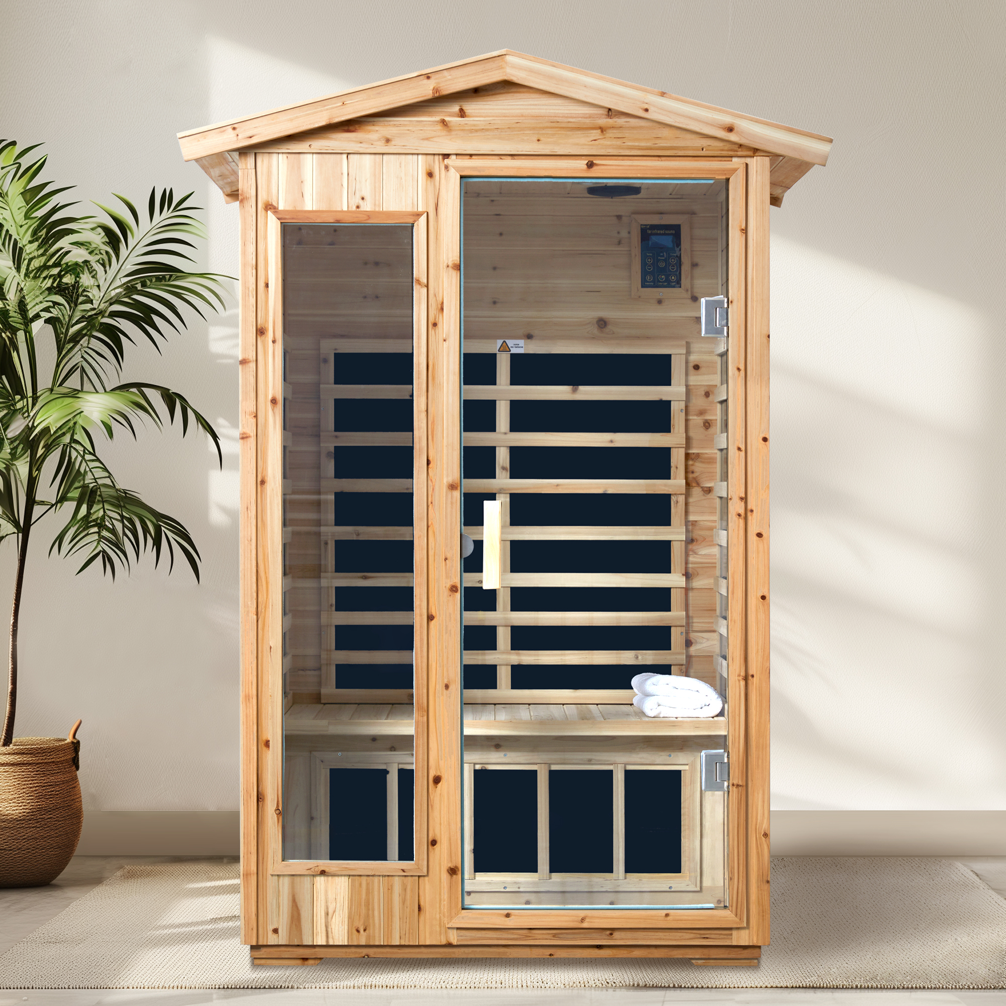 2-Person Outdoor Far Infrared Sauna with Bluetooth & LED Lights