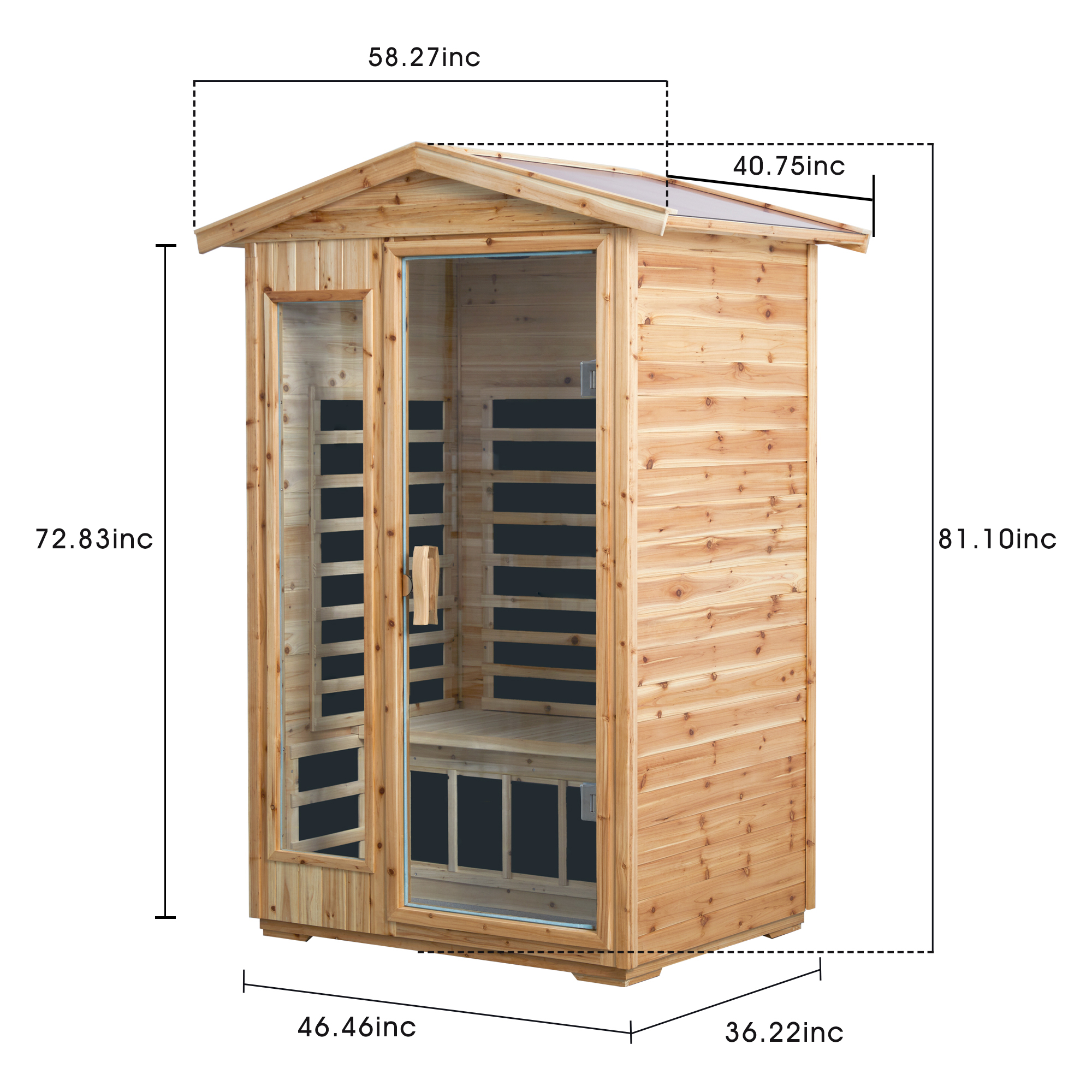 2-Person Outdoor Far Infrared Sauna with Bluetooth & LED Lights