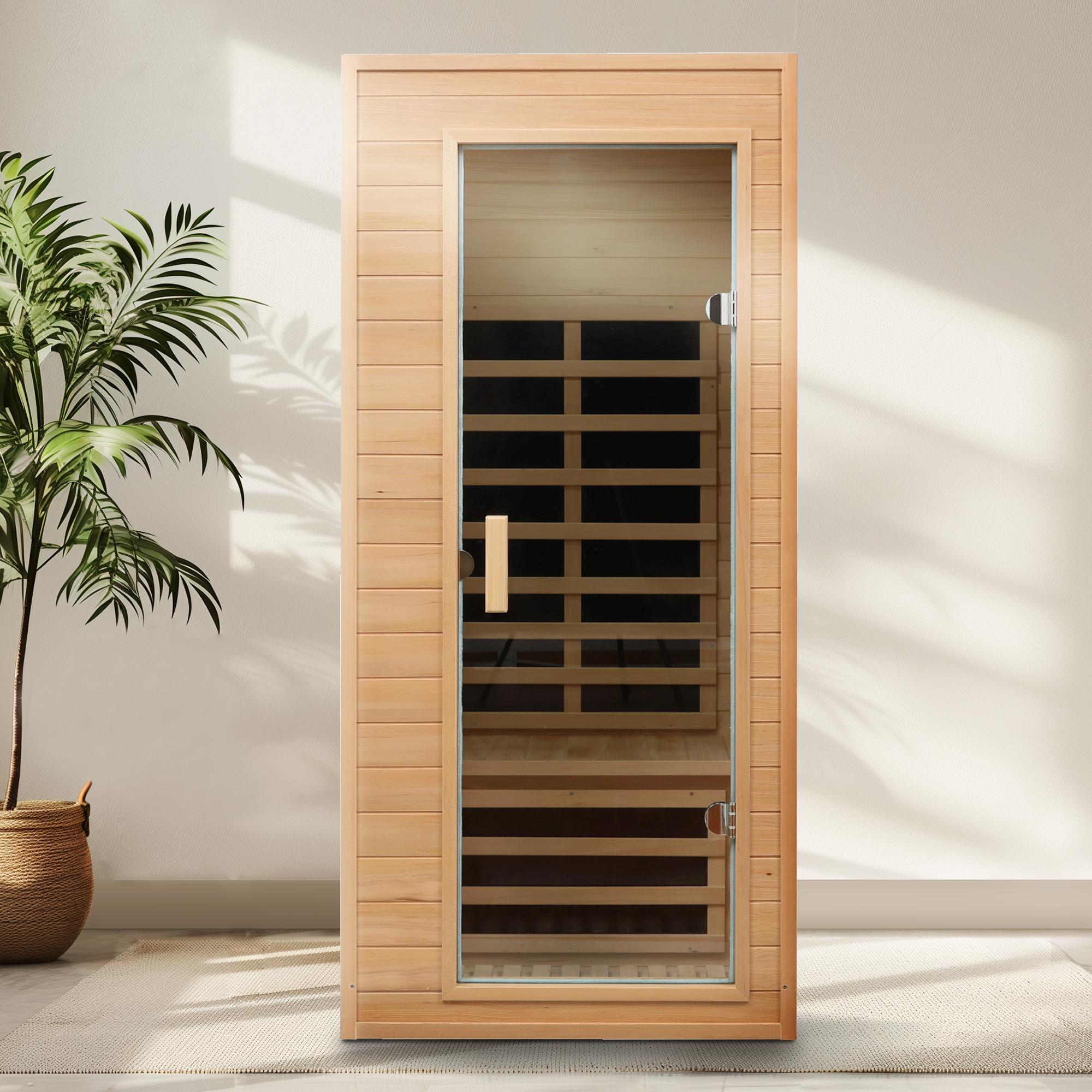 One Person Hemlock Far Infrared Indoor Sauna with Bluetooth & LCD Control