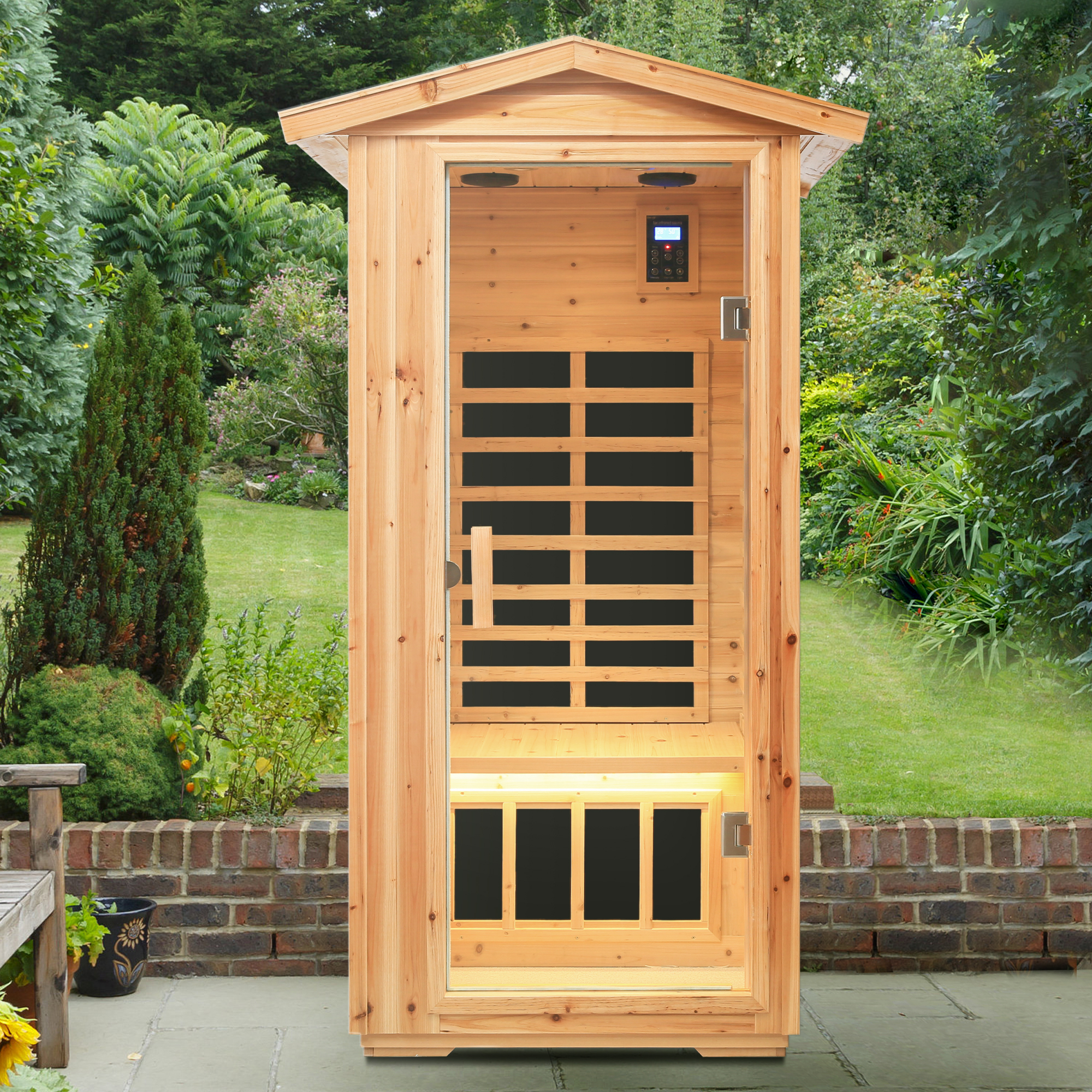 One Person Outdoor Far Infrared Sauna with Bluetooth & LED Lighting