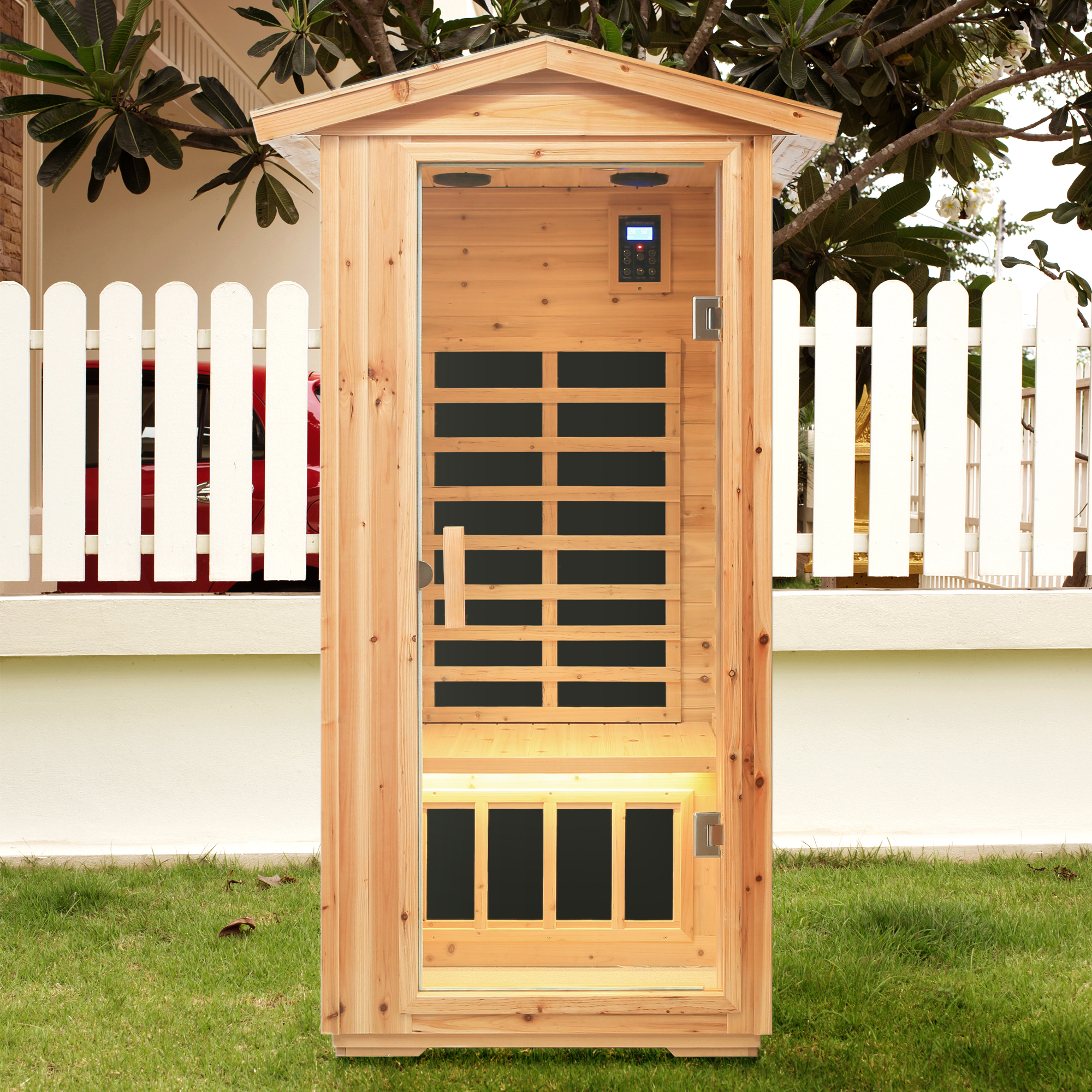 One Person Outdoor Far Infrared Sauna with Bluetooth & LED Lighting
