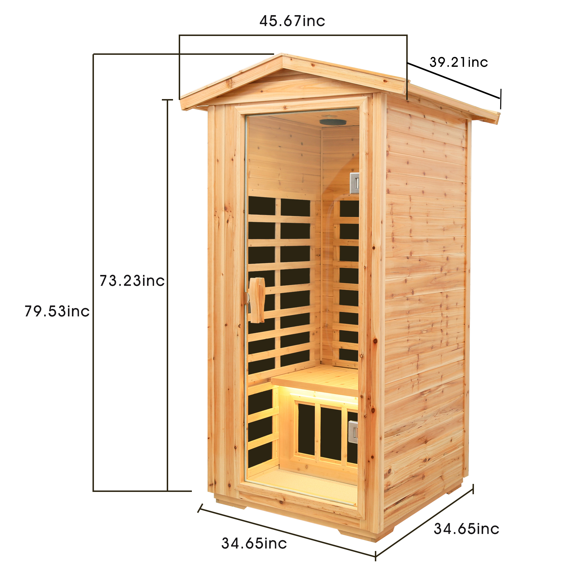 One Person Outdoor Far Infrared Sauna with Bluetooth & LED Lighting