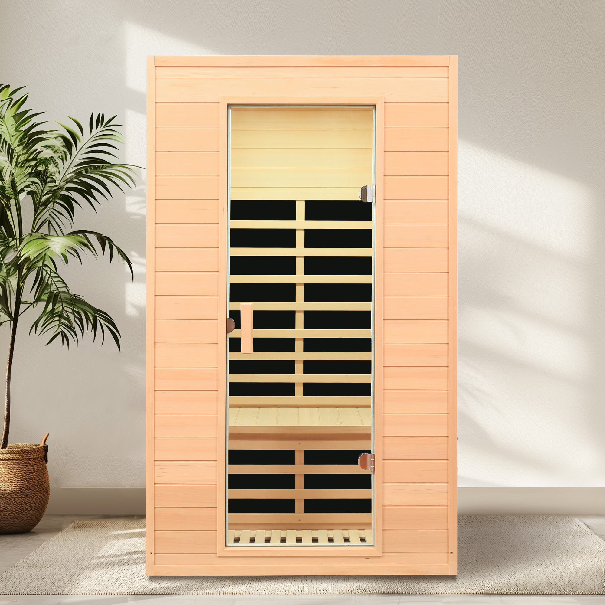 Two-Person Far Infrared Hemlock Home Sauna with 5 Heating Panels