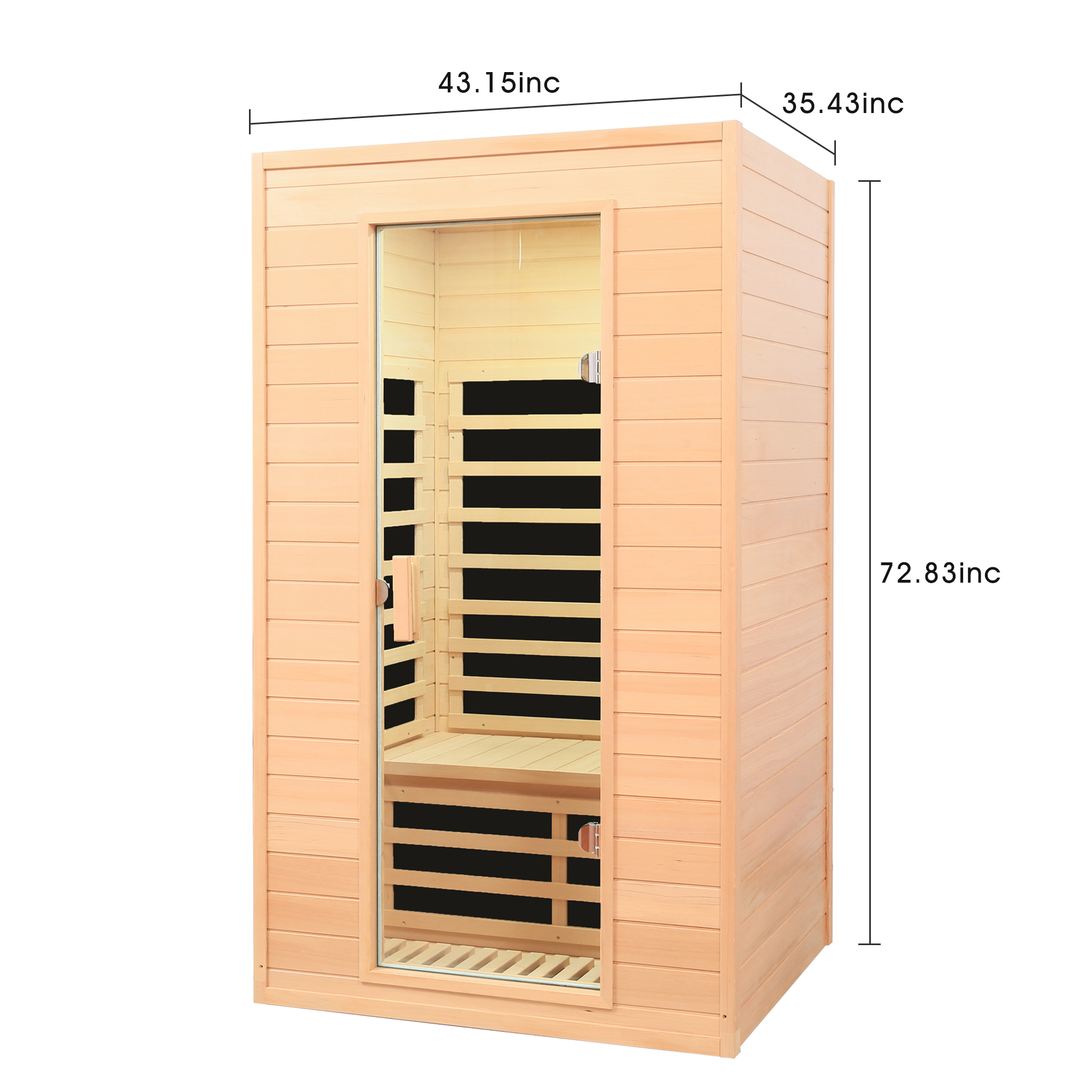 Two-Person Far Infrared Hemlock Home Sauna with 5 Heating Panels