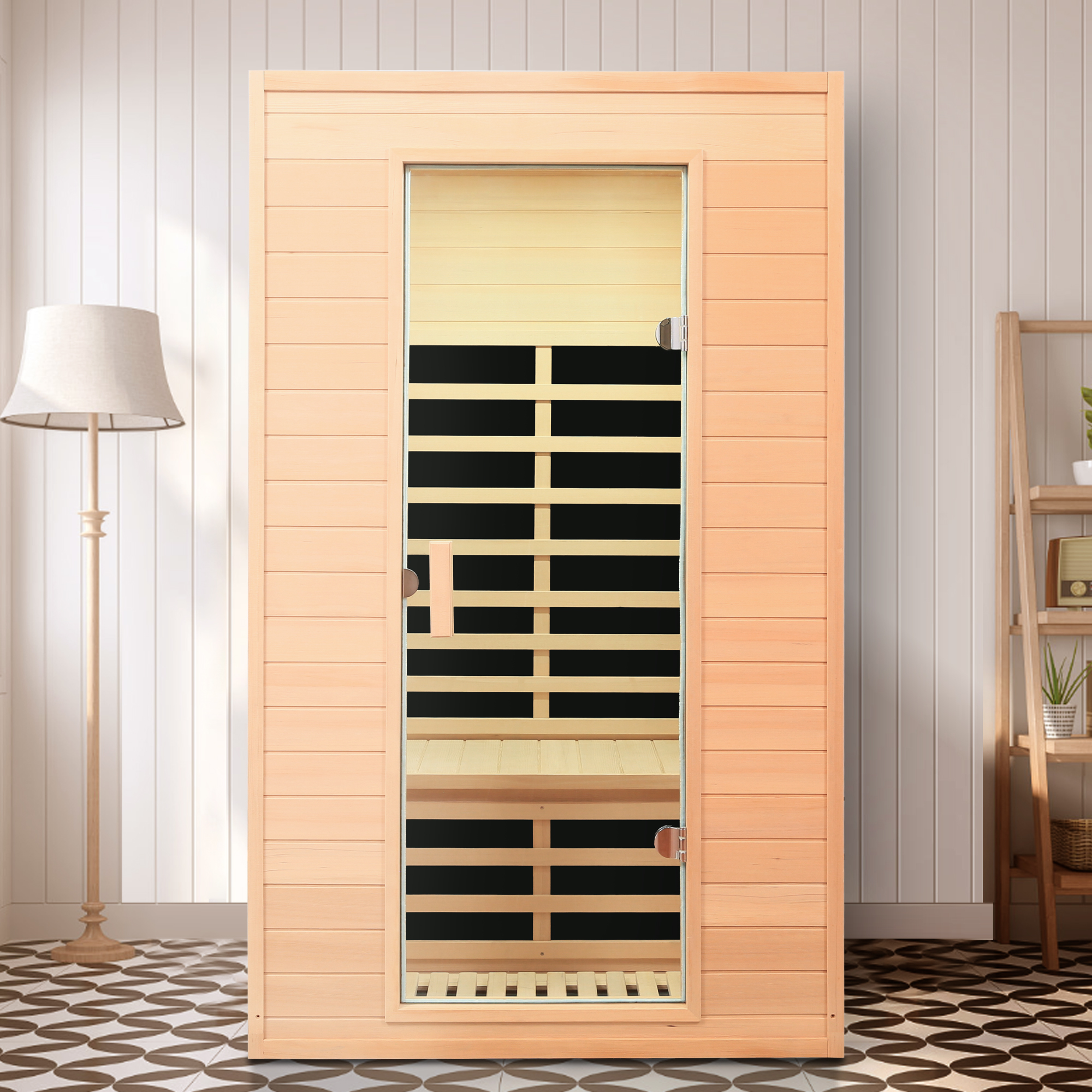 Two-Person Far Infrared Hemlock Home Sauna with 5 Heating Panels