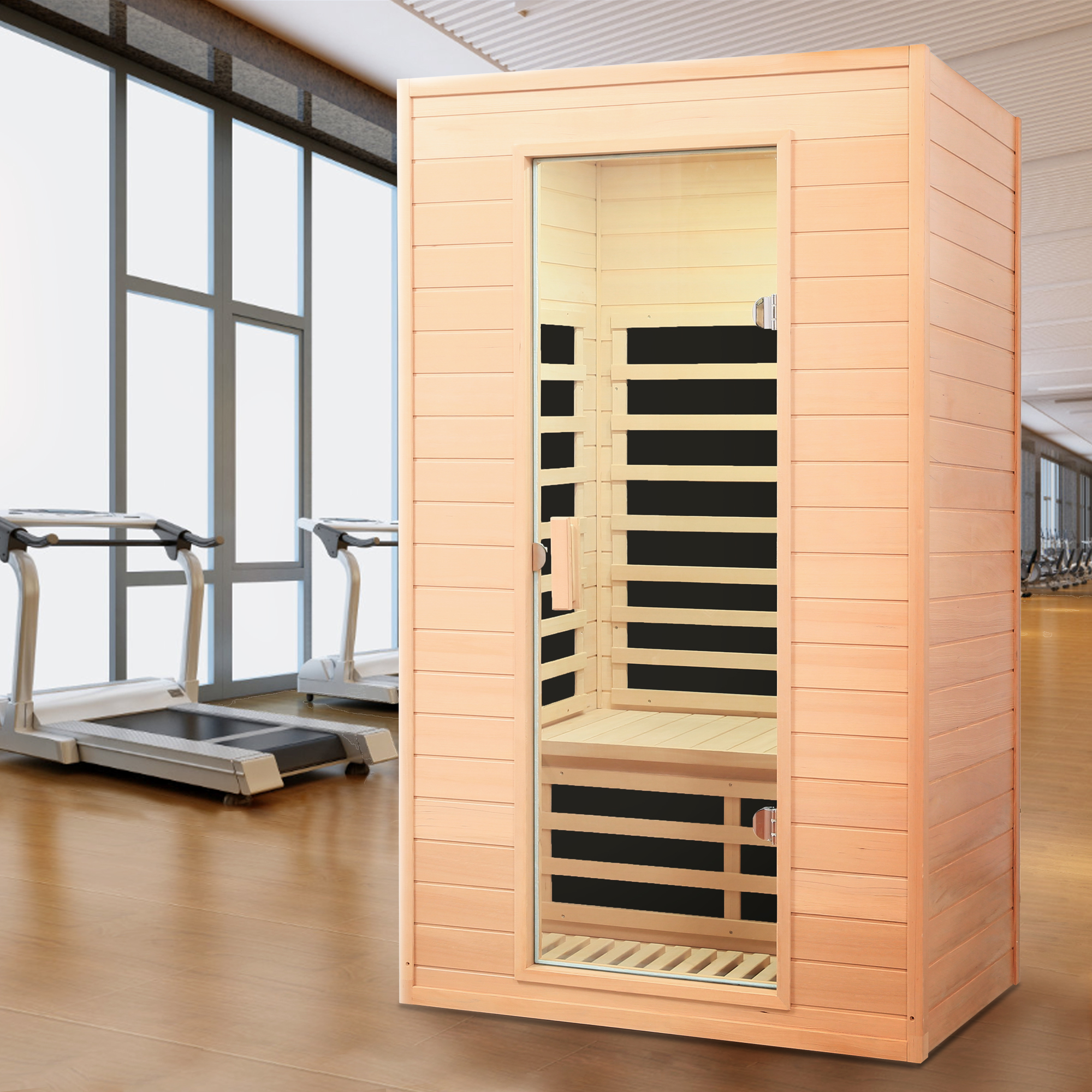 Two-Person Far Infrared Hemlock Home Sauna with 5 Heating Panels