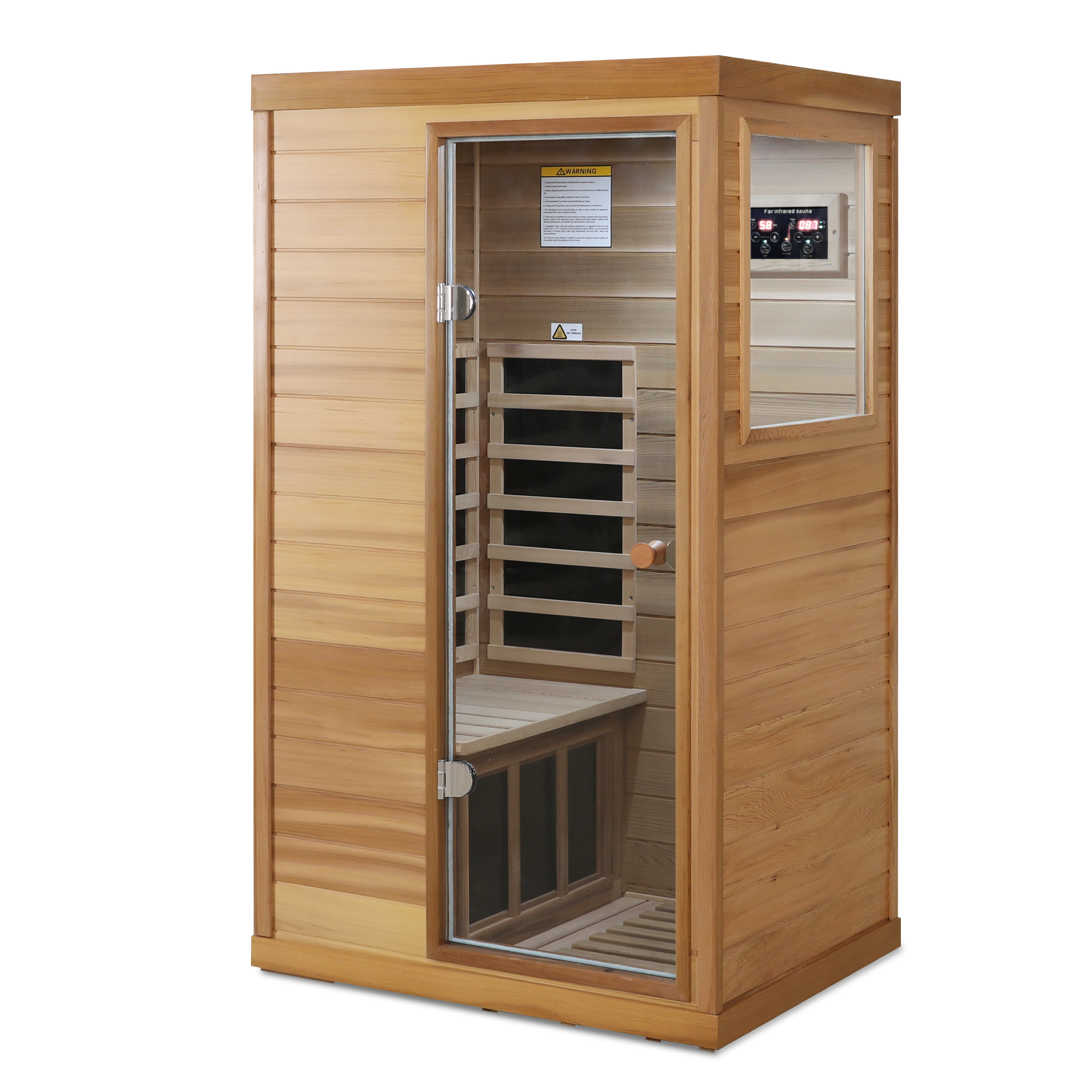 Mini 1-Person Far Infrared Red Cedar Sauna with LCD Control & Bluetooth