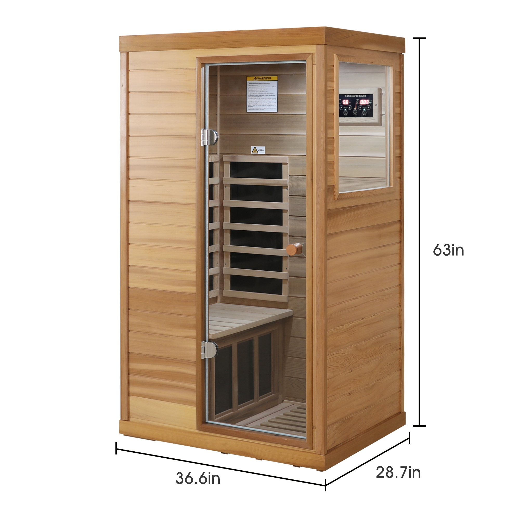 Mini 1-Person Far Infrared Red Cedar Sauna with LCD Control & Bluetooth