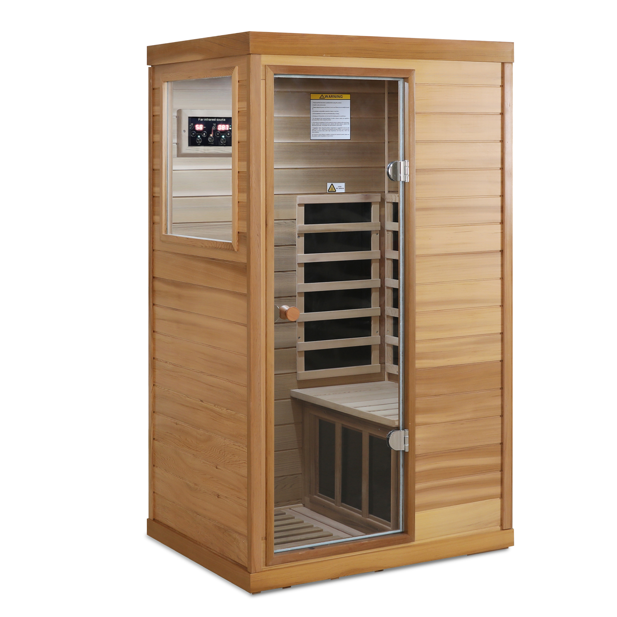 Mini 1-Person Far Infrared Red Cedar Sauna with LCD Control & Bluetooth