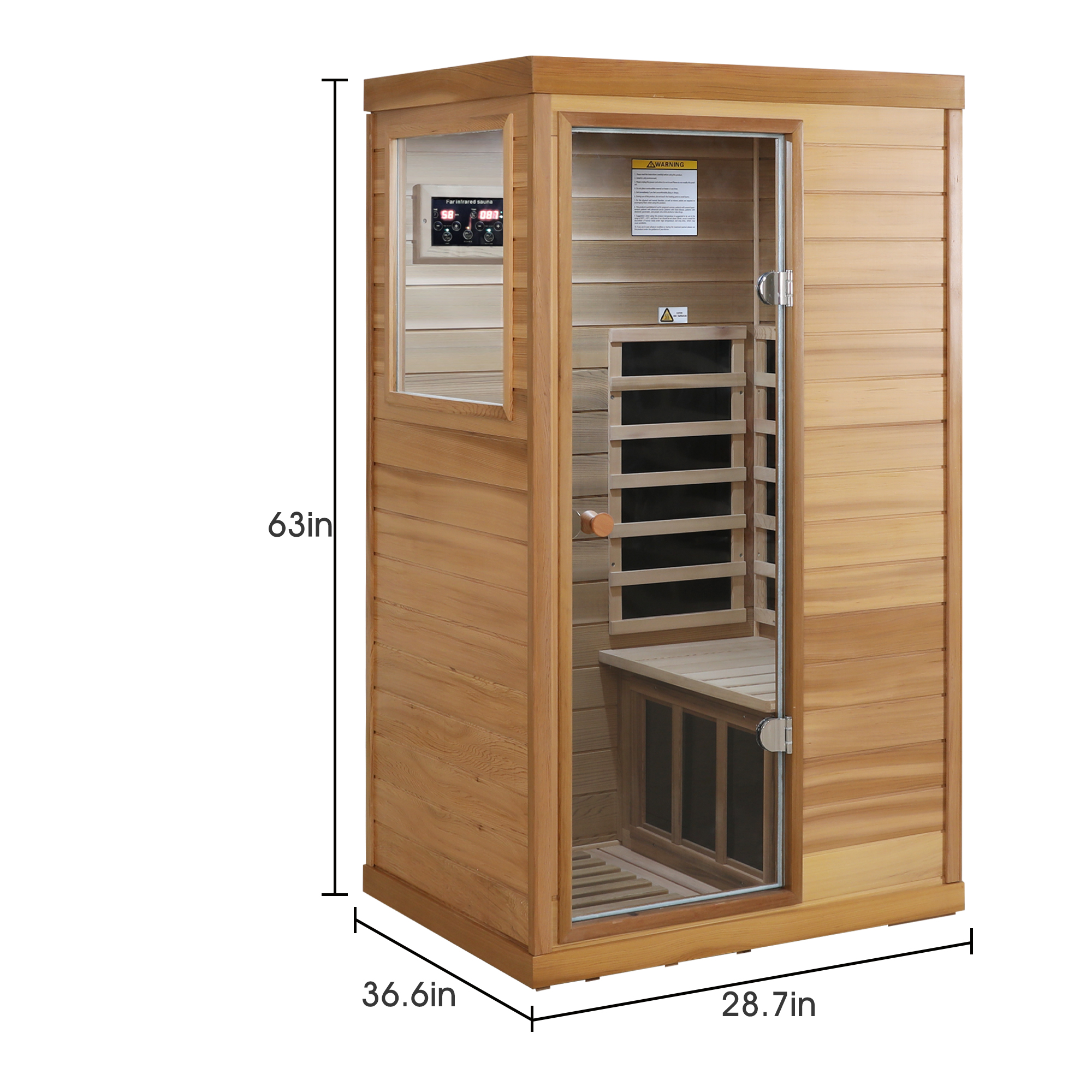Mini 1-Person Far Infrared Red Cedar Sauna with LCD Control & Bluetooth