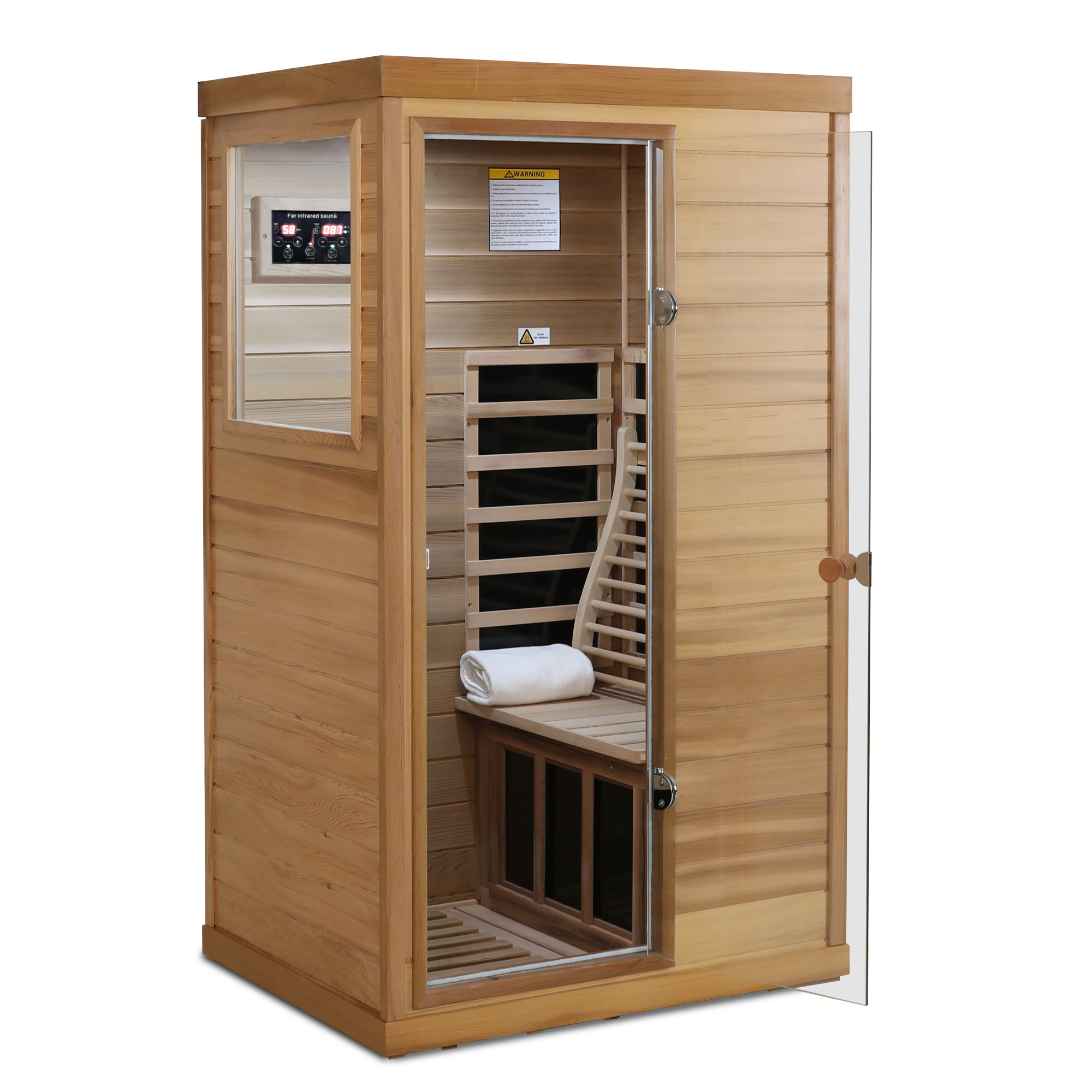 Mini 1-Person Far Infrared Red Cedar Sauna with LCD Control & Bluetooth