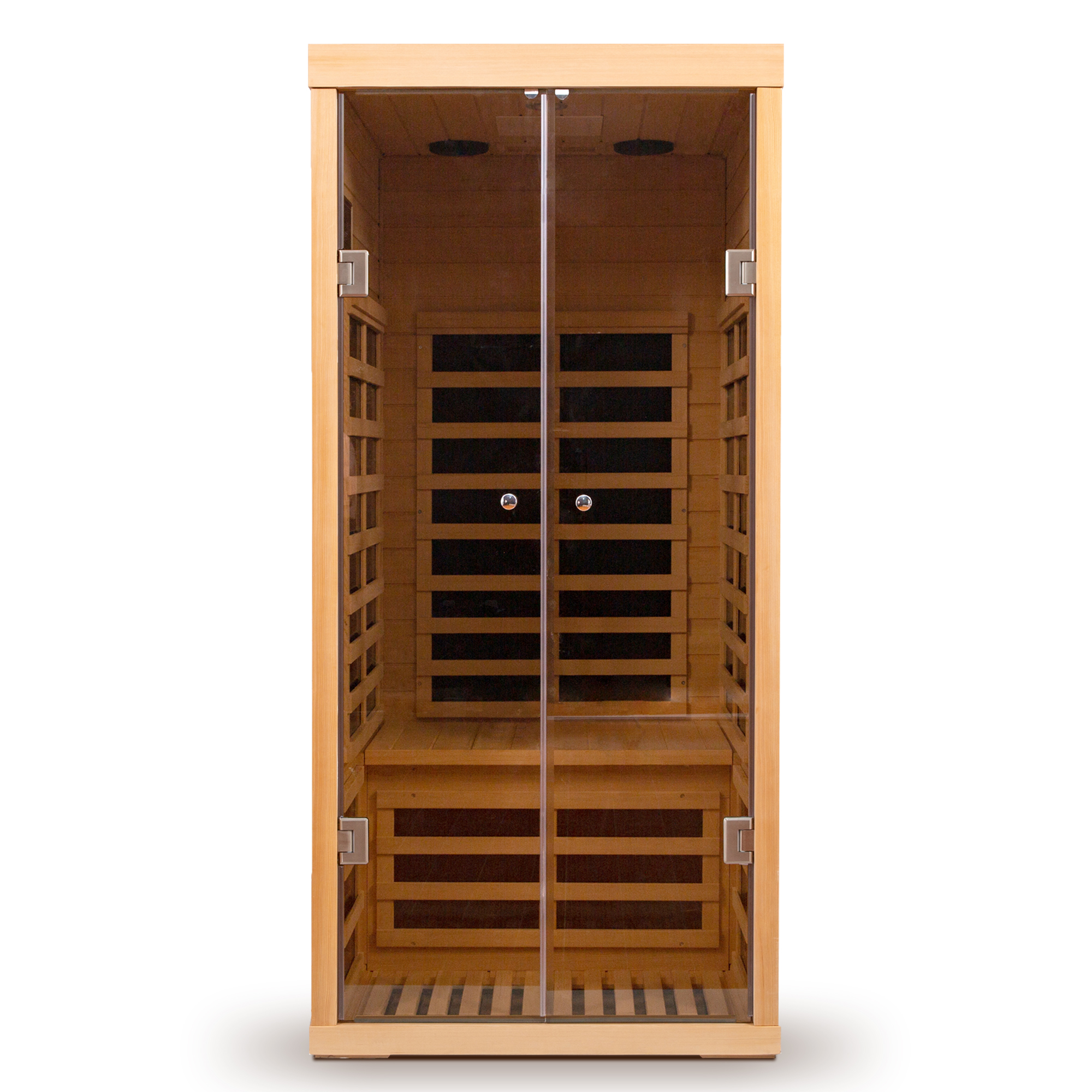 Low EMF 1-Person Far Infrared Hemlock Sauna with Double Glass Doors